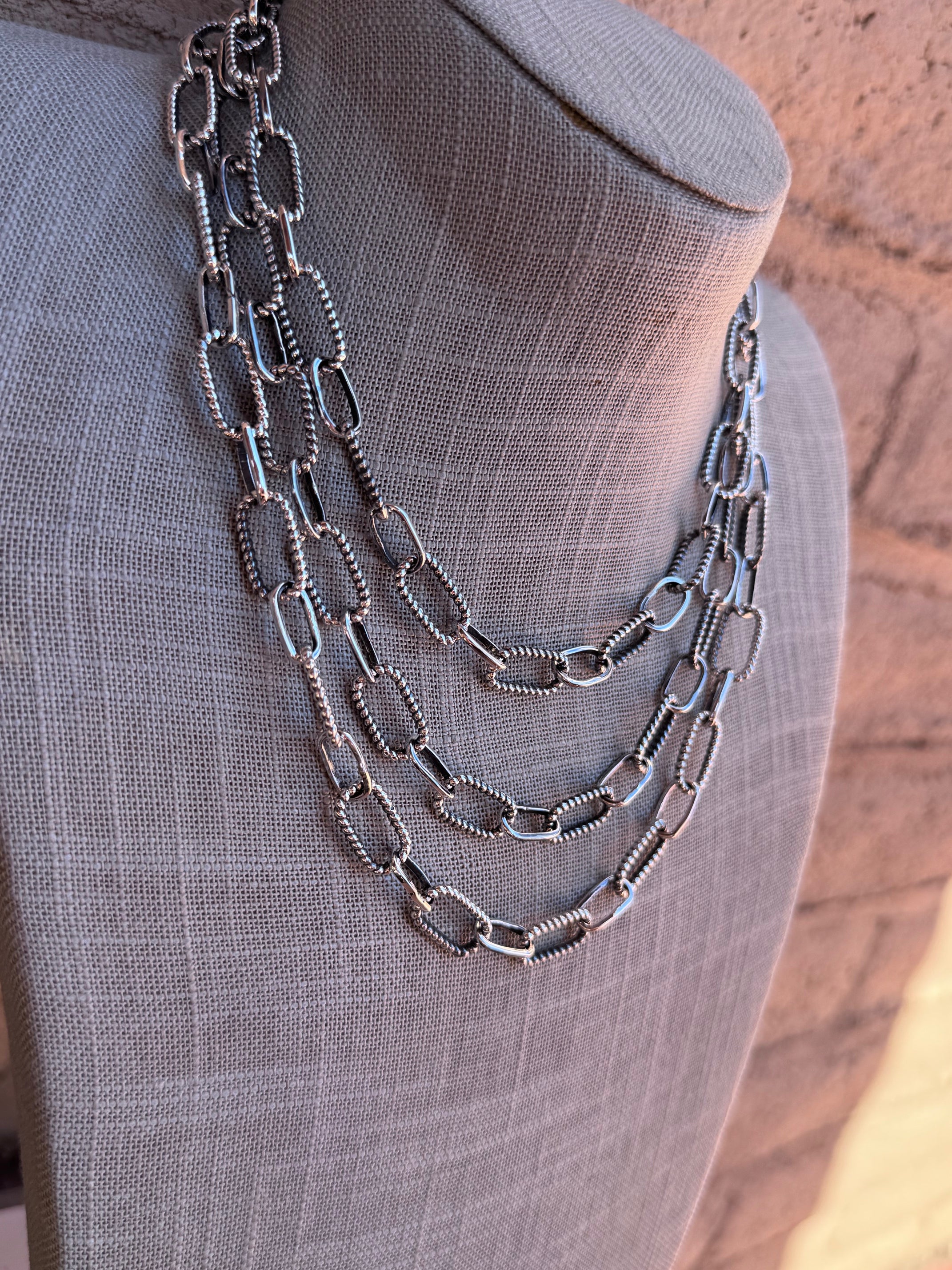 Handmade Sterling Silver Paper Clip Chain Necklace