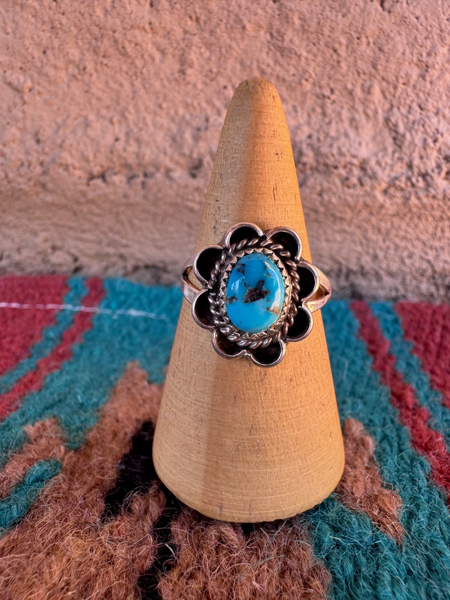 Handcrafted Turquoise Flower Sterling Silver Ring