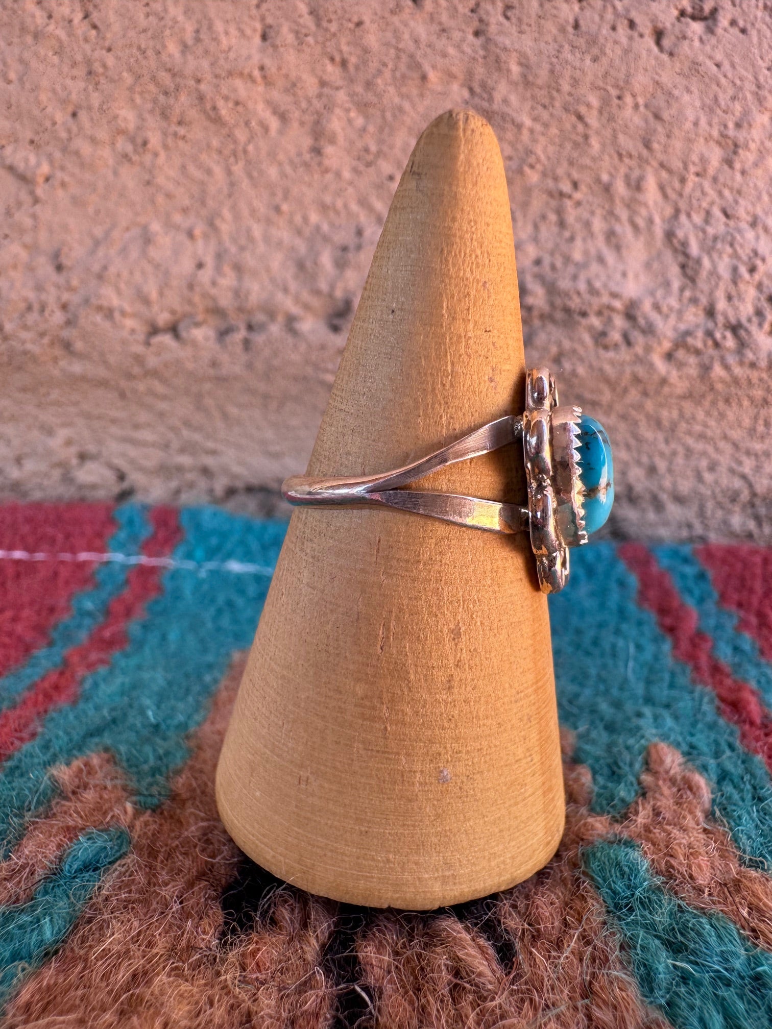 Handcrafted Turquoise Flower Sterling Silver Ring