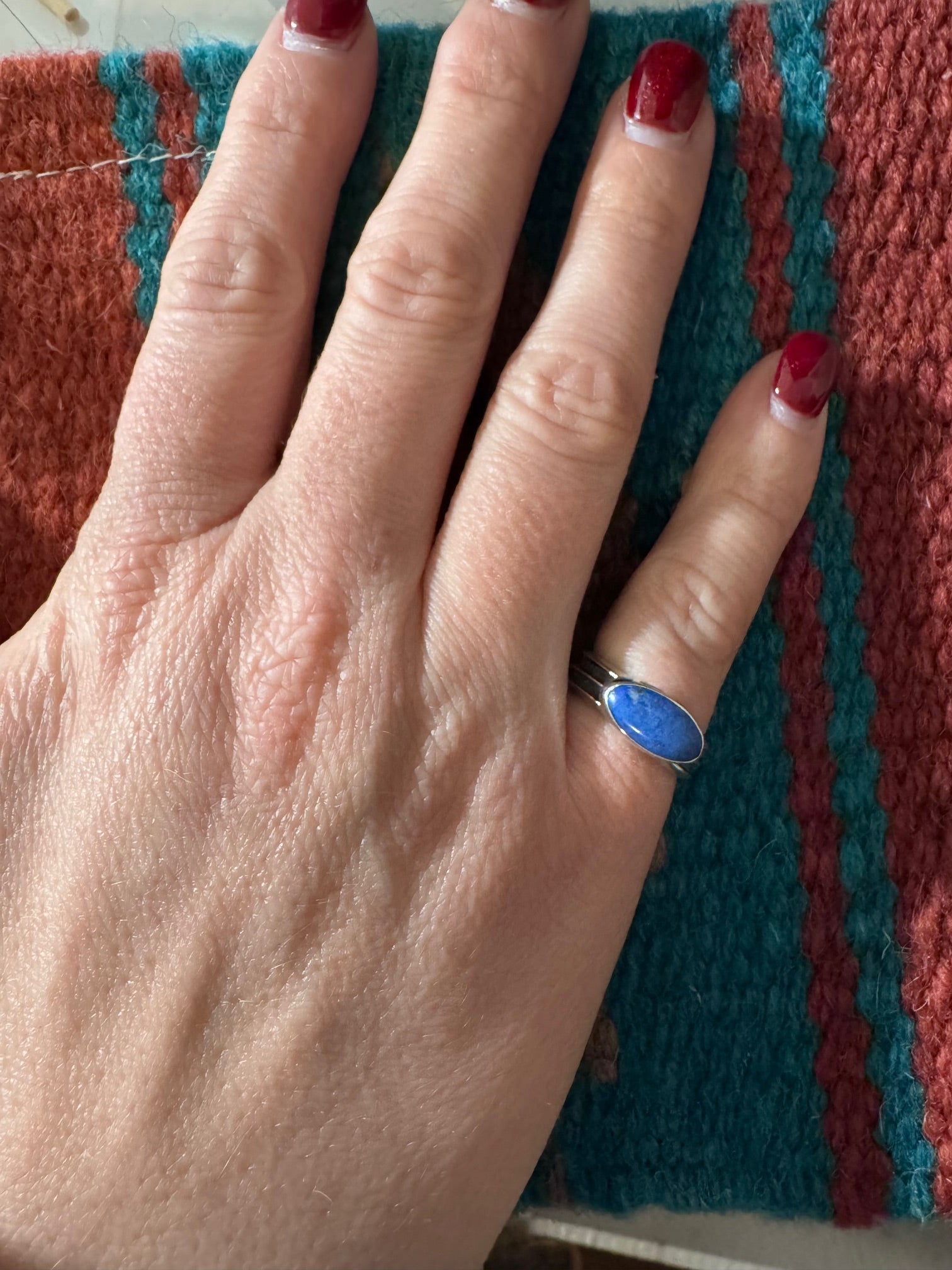 Handcrafted Sterling Silver & Lapis Ring size 5.75