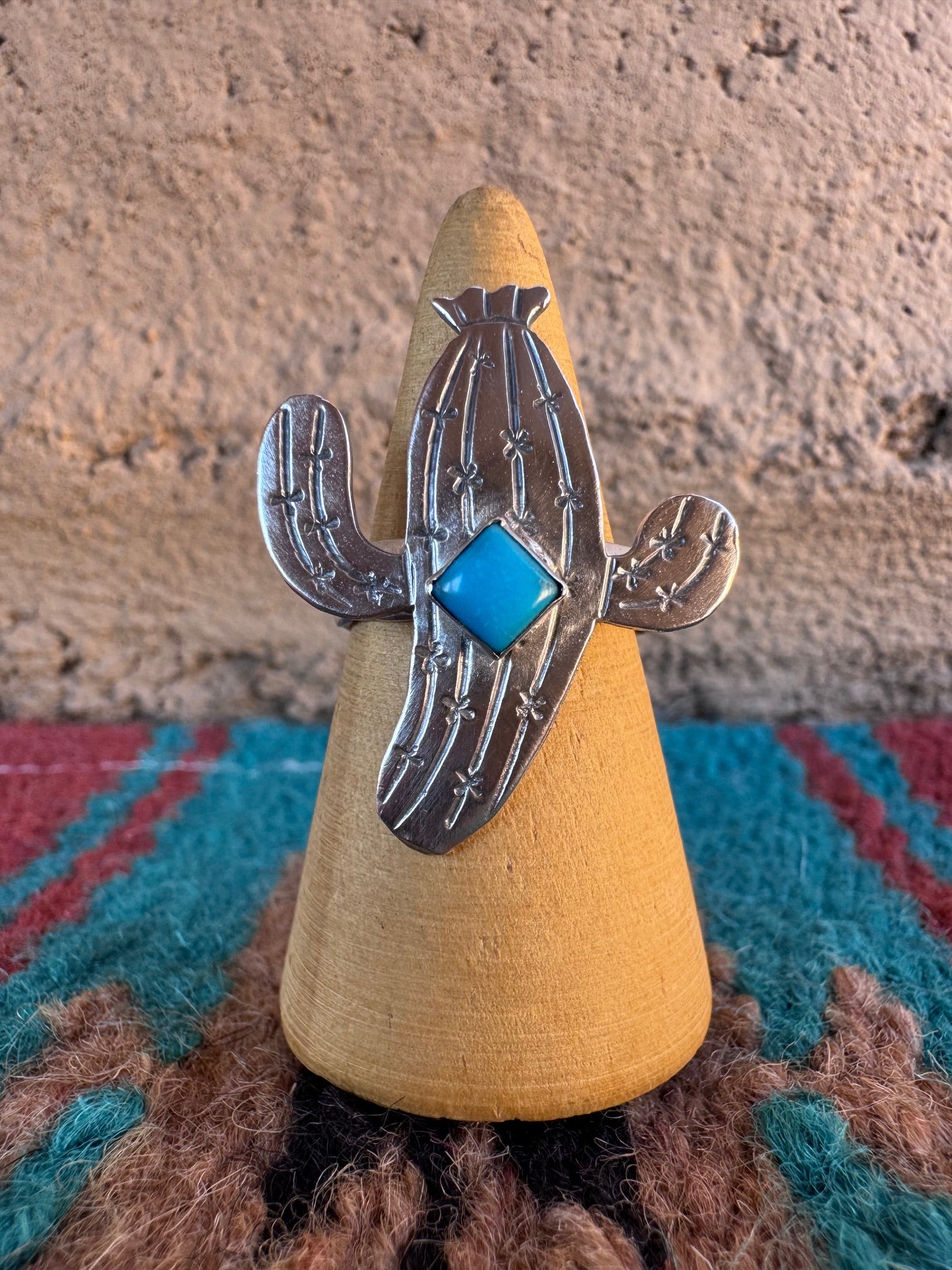 Handcrafted Turquoise & Sterling Silver Cactus Ring