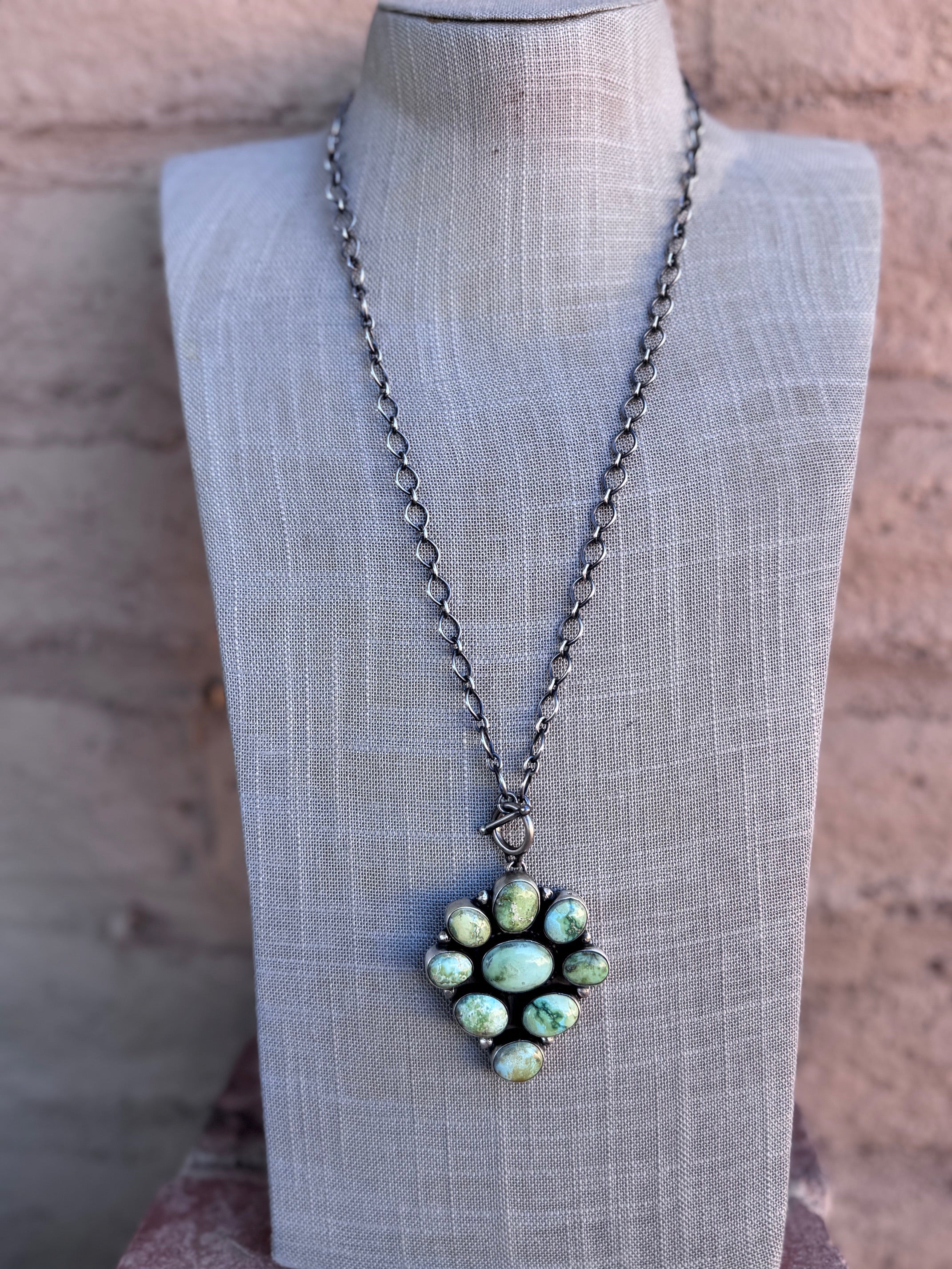 Handcrafted Sterling Silver & Sonoran Mountain Turquoise Cluster Necklace