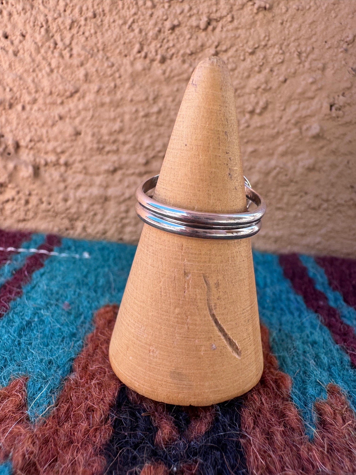 Handcrafted Sterling Silver & Royal Blue Fire Opal Inlay Heart Ring size 8.5