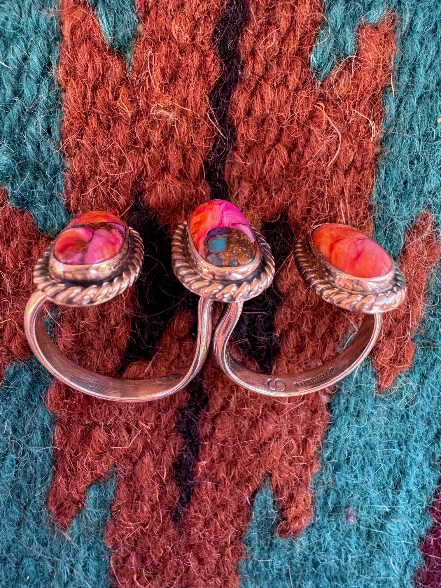 Handcrafted Sterling Silver Pink Dream Adjustable Triple Threat Ring