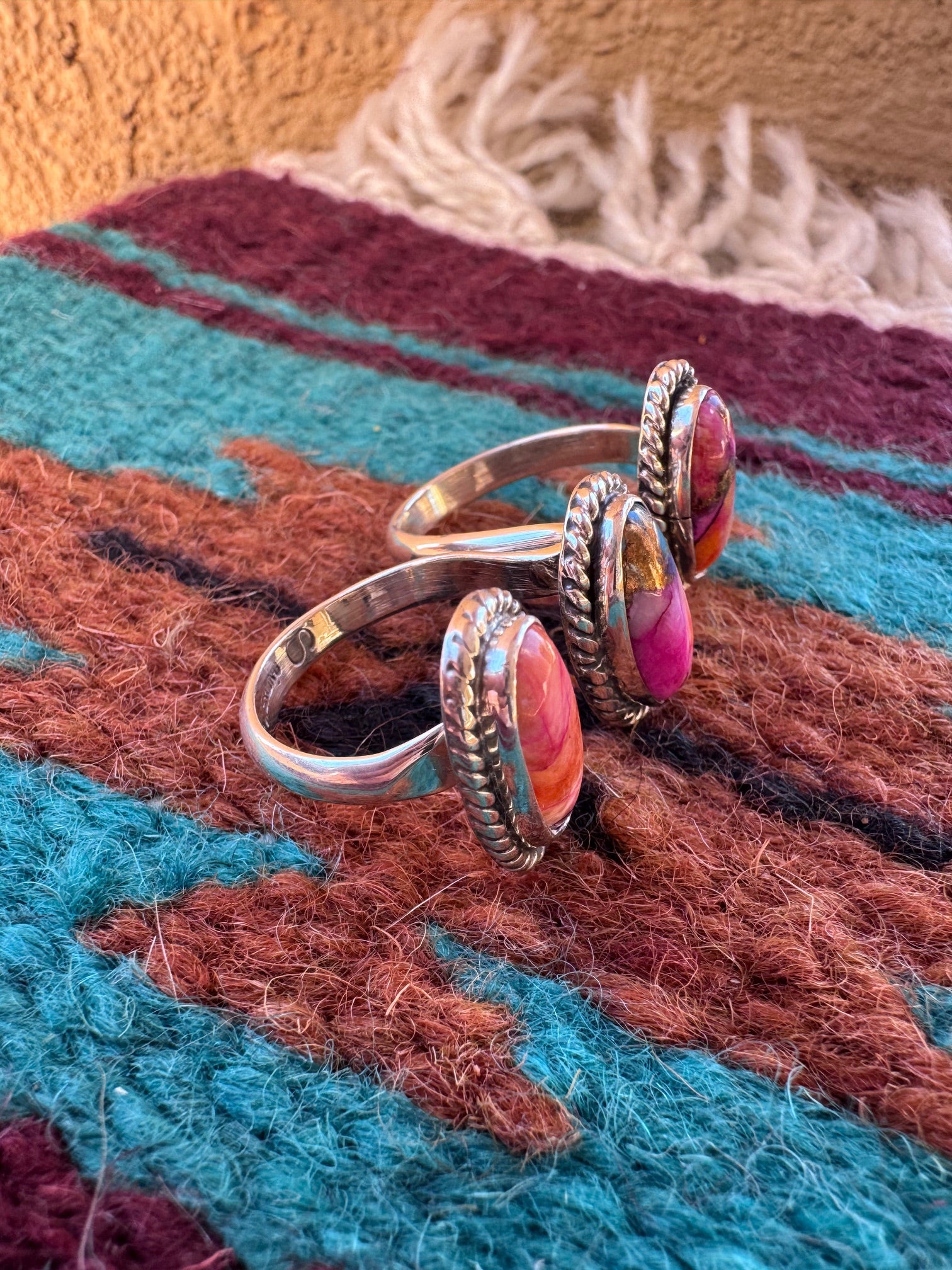 Handcrafted Sterling Silver Pink Dream Adjustable Triple Threat Ring