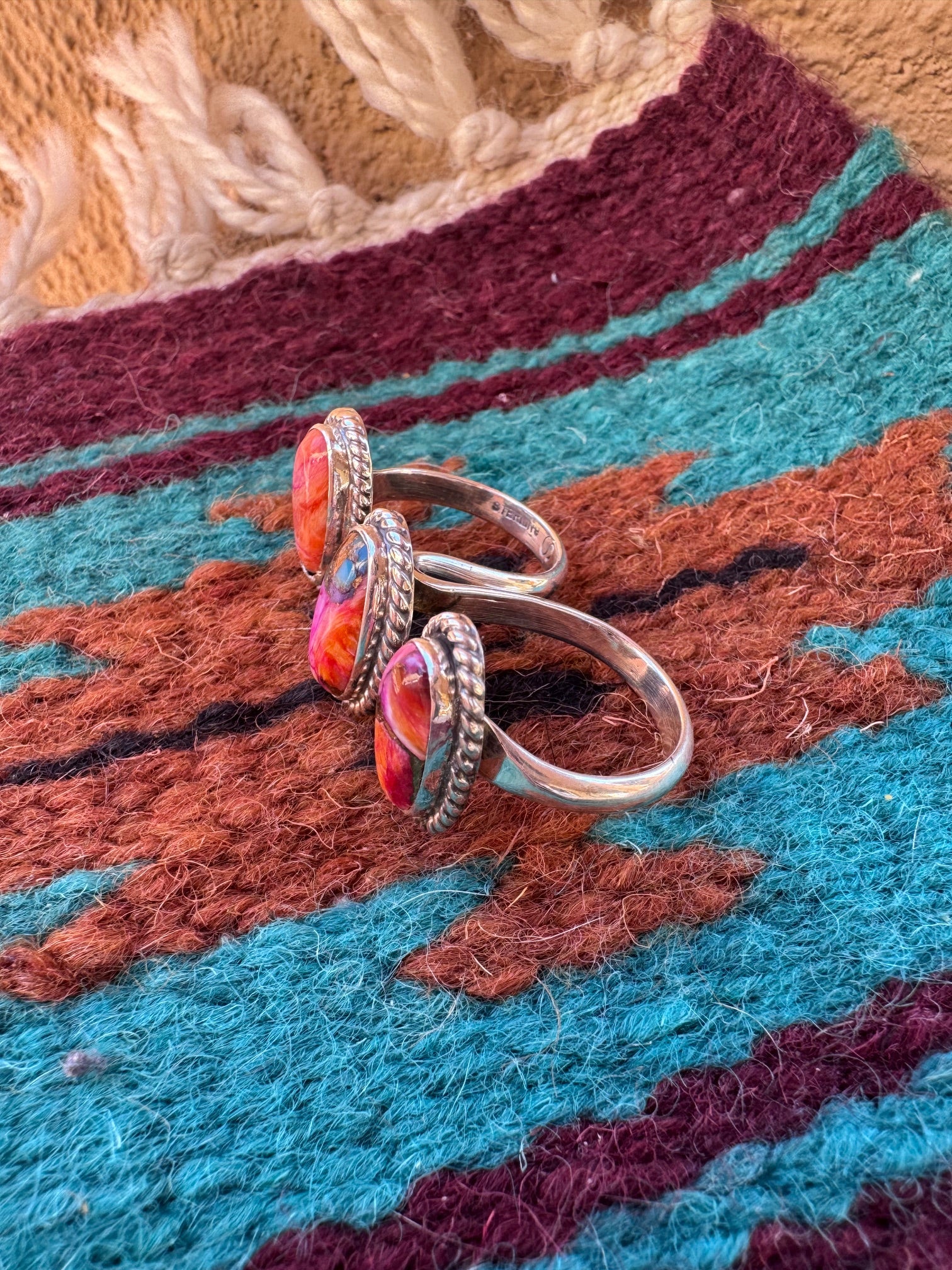 Handcrafted Sterling Silver Pink Dream Adjustable Triple Threat Ring