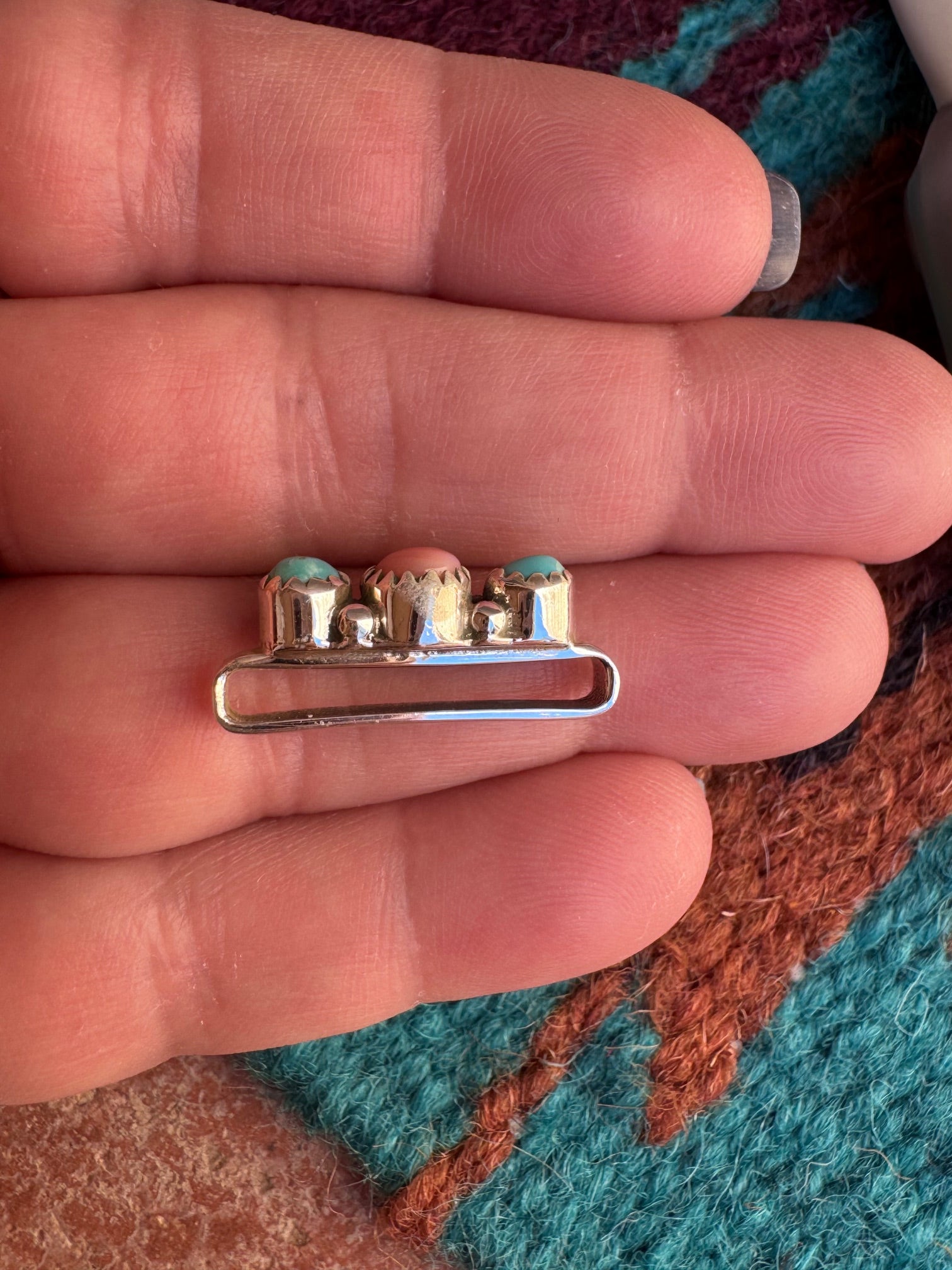 Handmade Sterling Silver Turquoise & Pink Conch Watch Charm