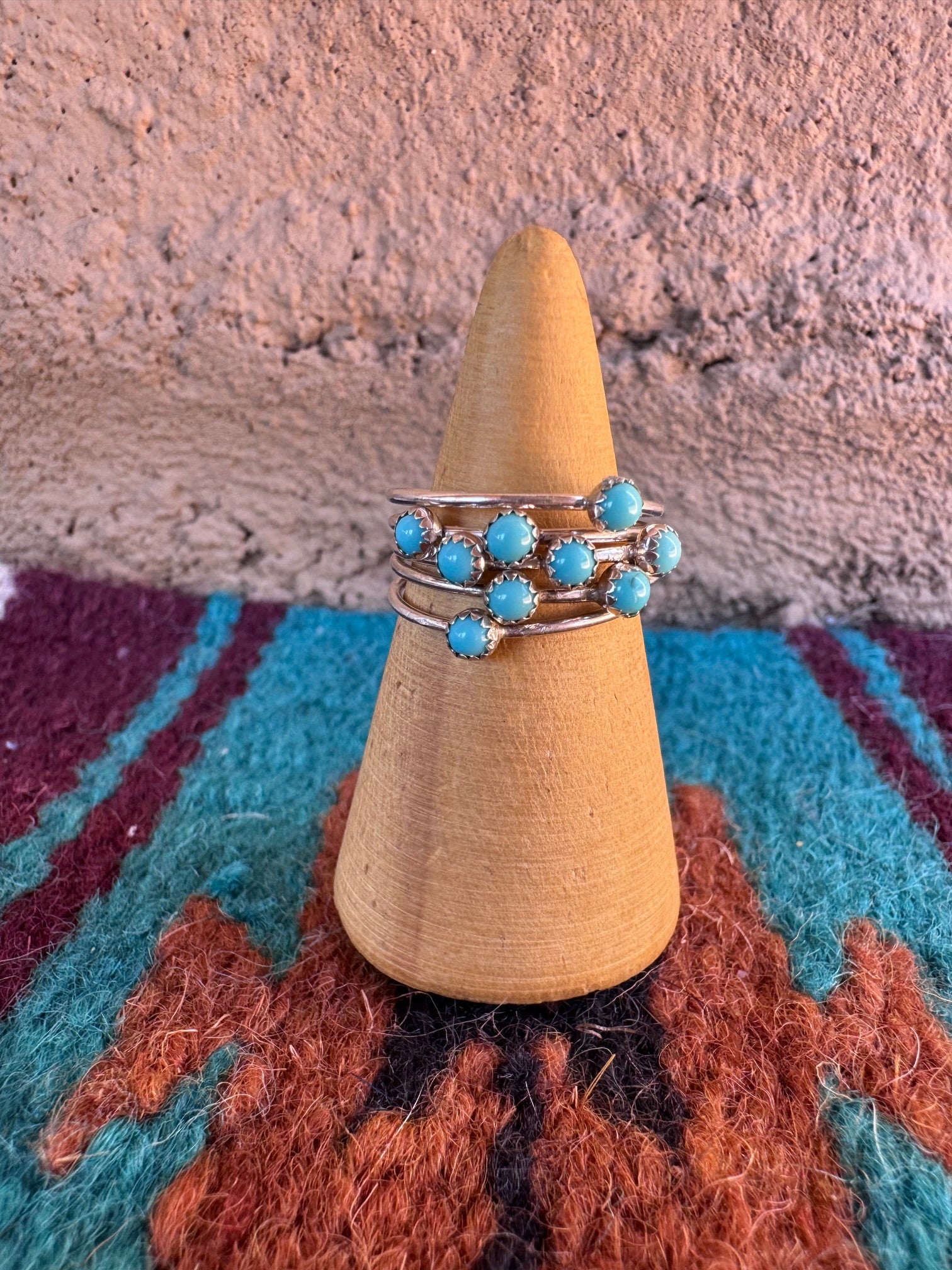 Handcrafted Sterling Silver & Turquoise 5 Stacker Ring