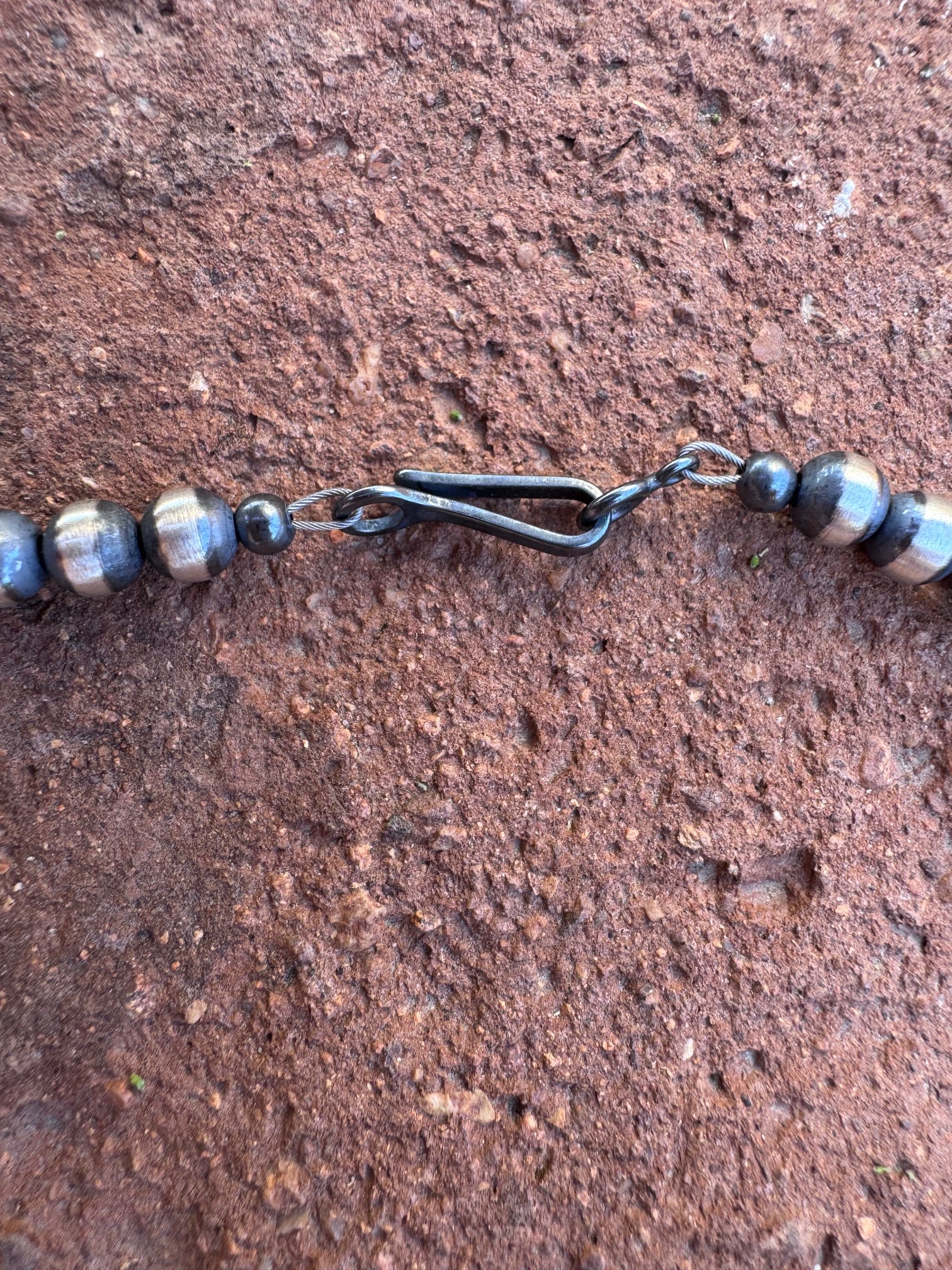 Handcrafted Sterling Silver Pearl & Black Onyx 5mm Beaded 22" Necklace