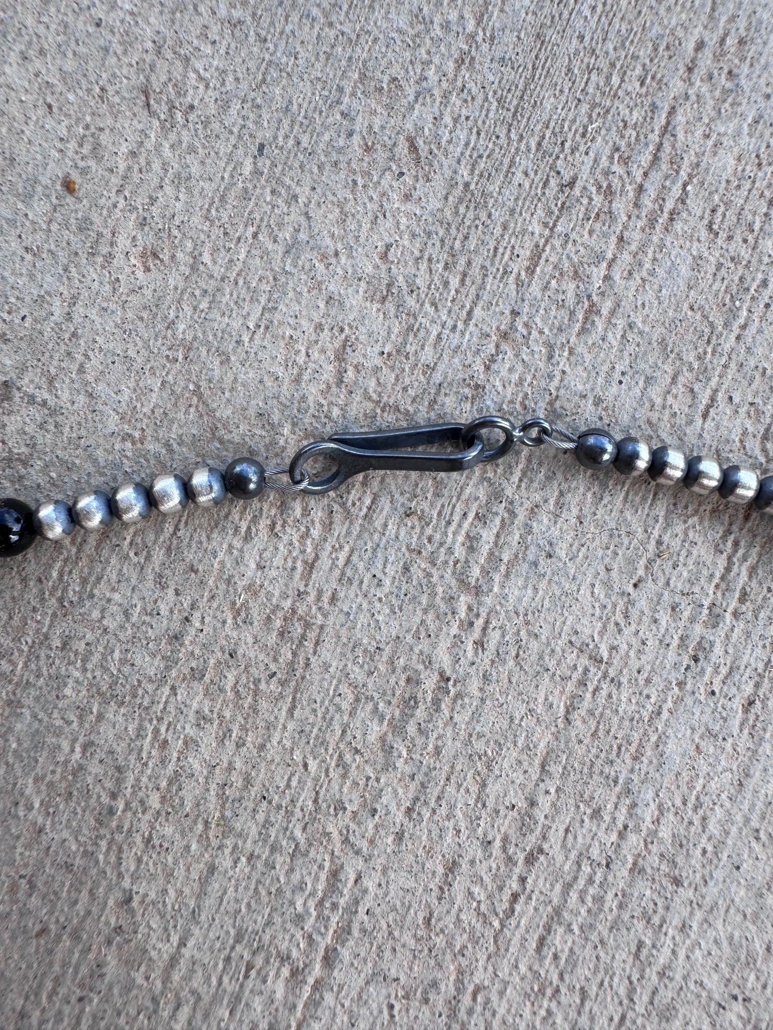 Handcrafted Sterling Silver Pearl & Black Onyx 3-6mm Beaded 30" Necklace