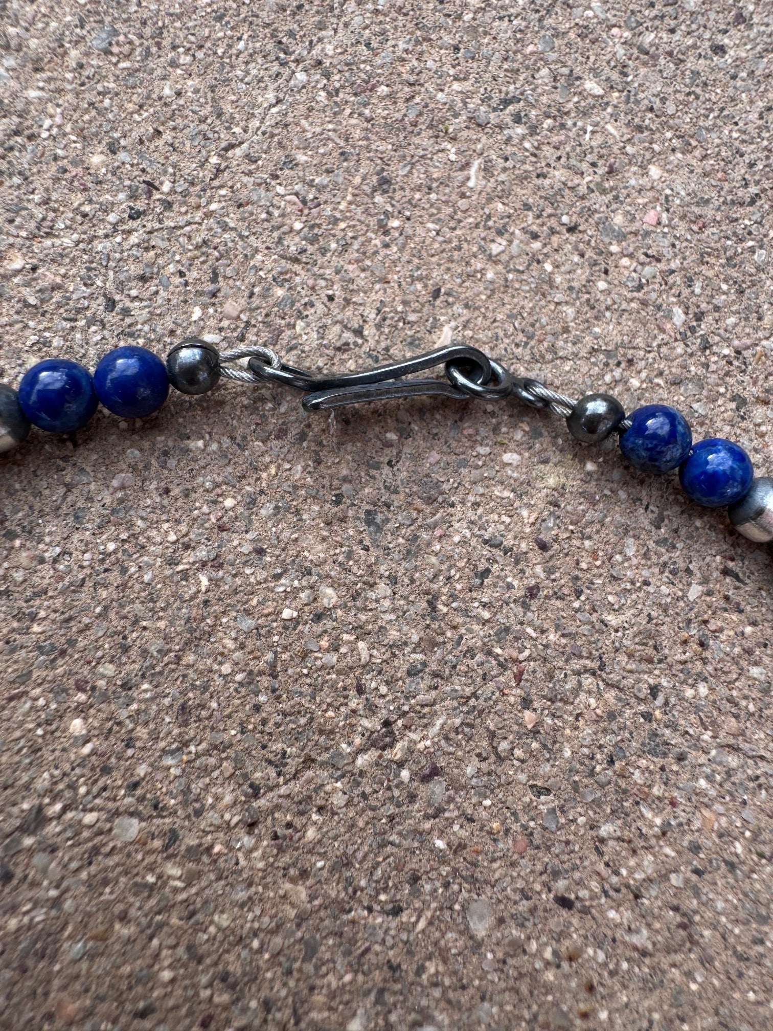 Handcrafted Lapis & Sterling Silver Pearl 4mm Beaded Necklace