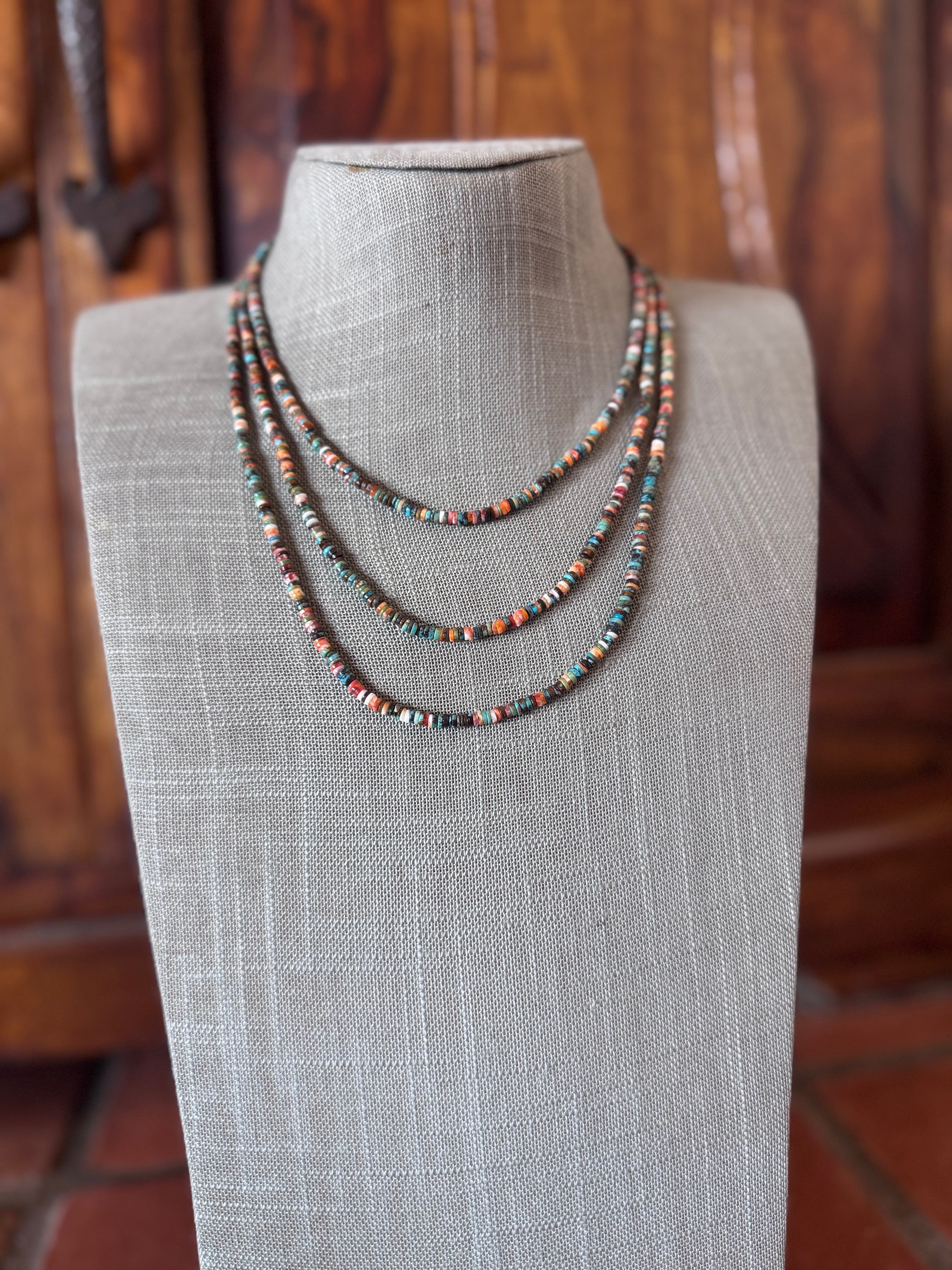 Handcrafted Sterling Silver, Spiny and Turquoise Beaded Necklace