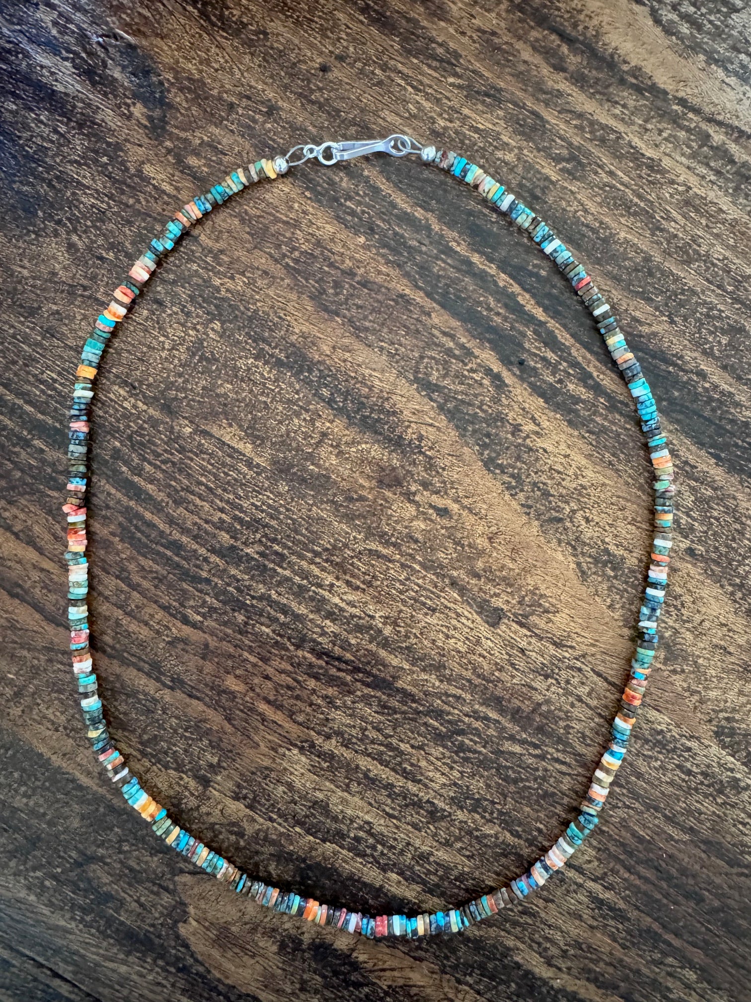 Handcrafted Sterling Silver, Spiny and Turquoise Beaded Necklace