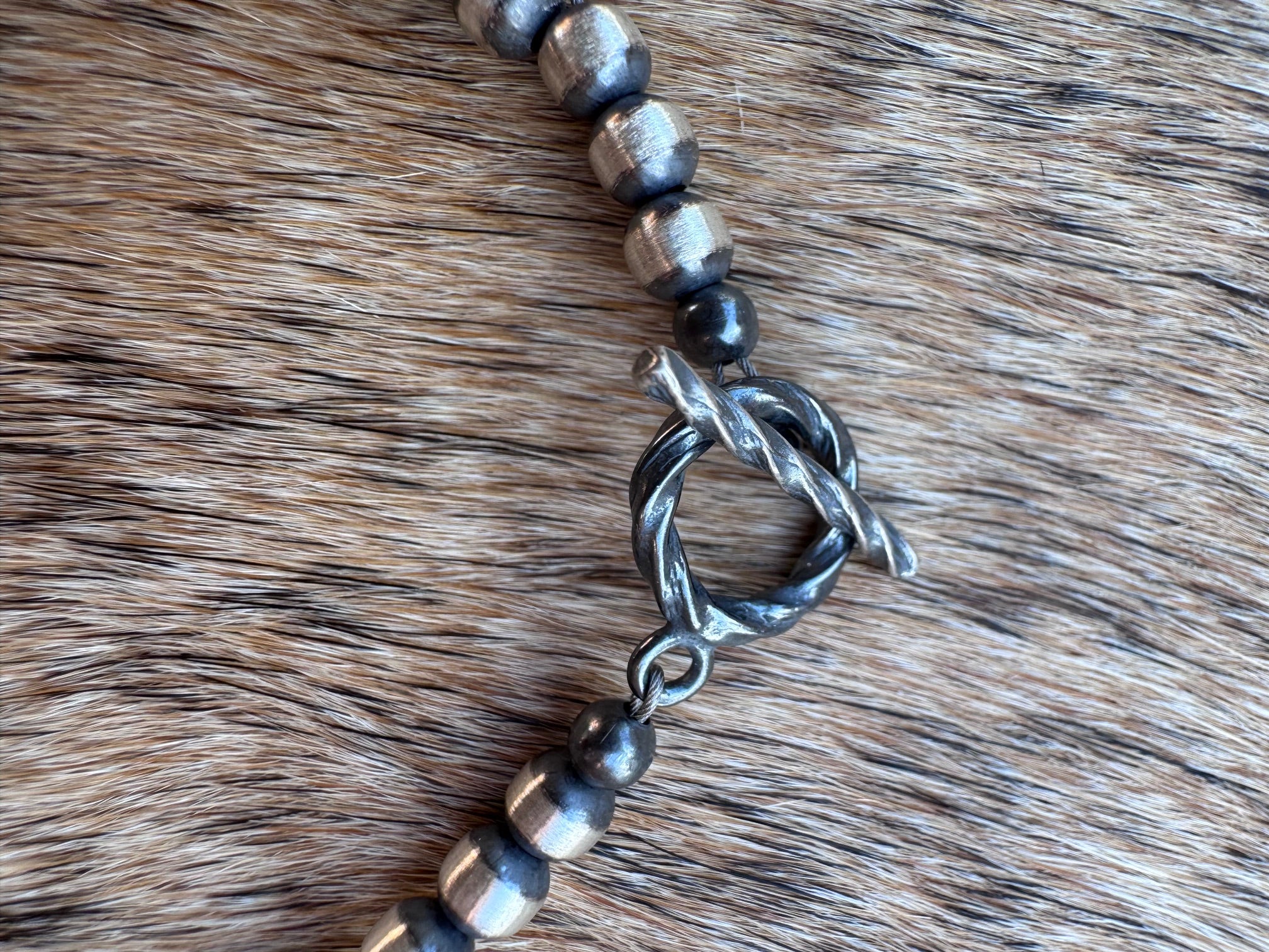 Handcrafted Abalone & Sterling Silver Pearl 4mm Beaded Bracelet 7.5"