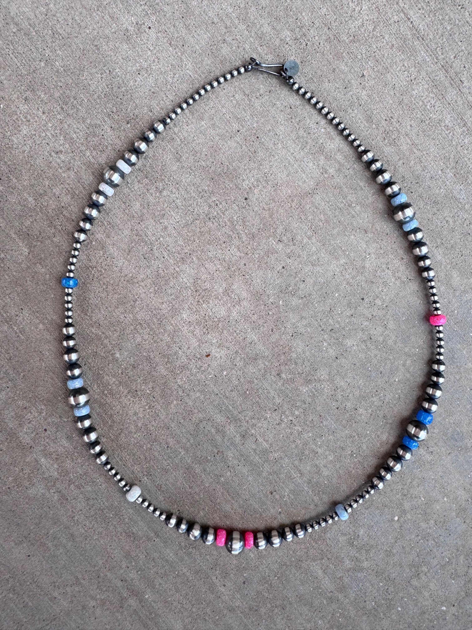 Handcrafted Fire Opal Collection & Sterling Silver Pearl 3-8mm Beaded Necklace 20"