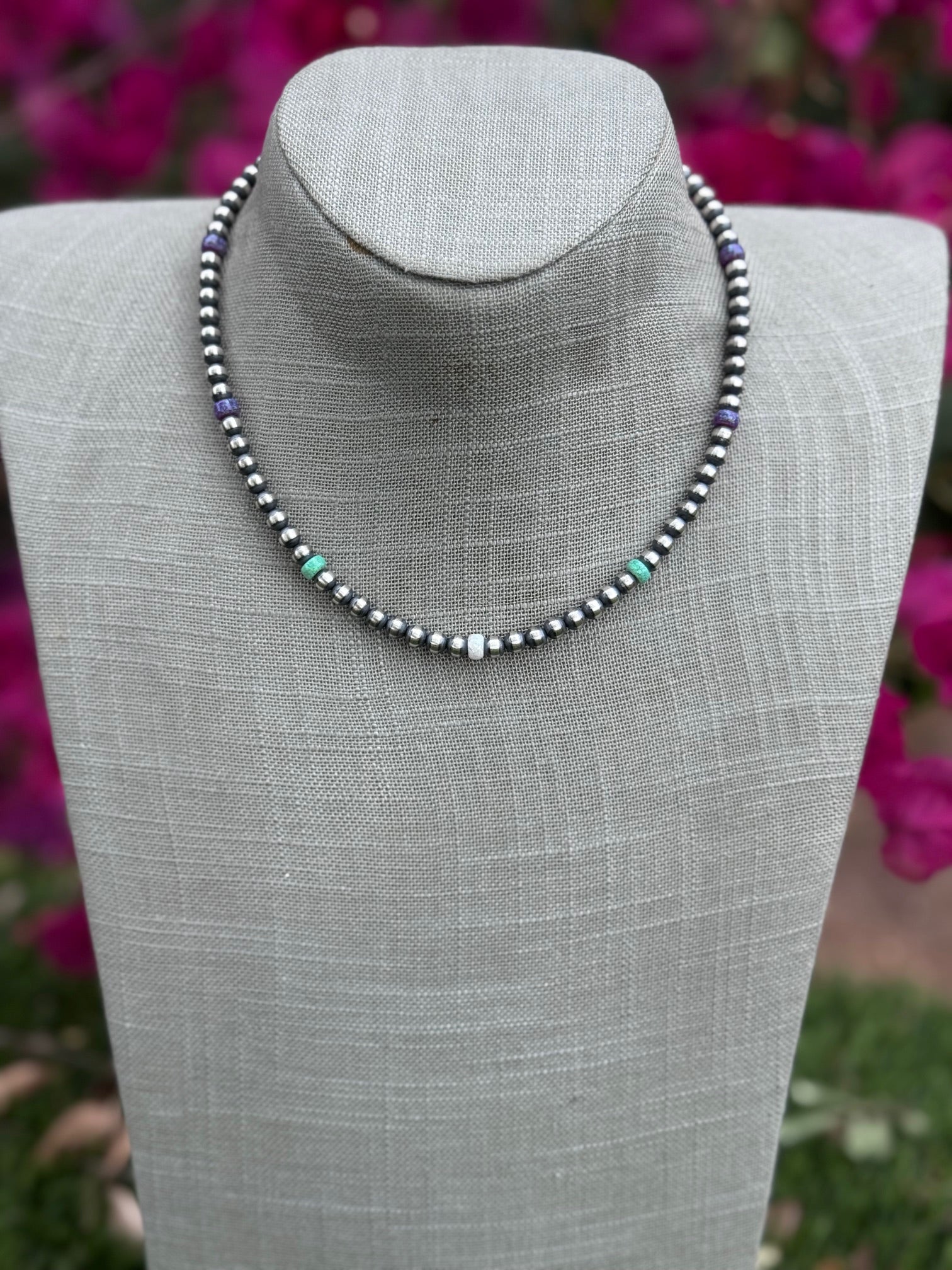 Handcrafted Fire Opal Collection & Sterling Silver Pearl Beaded 5mm Necklace 16"