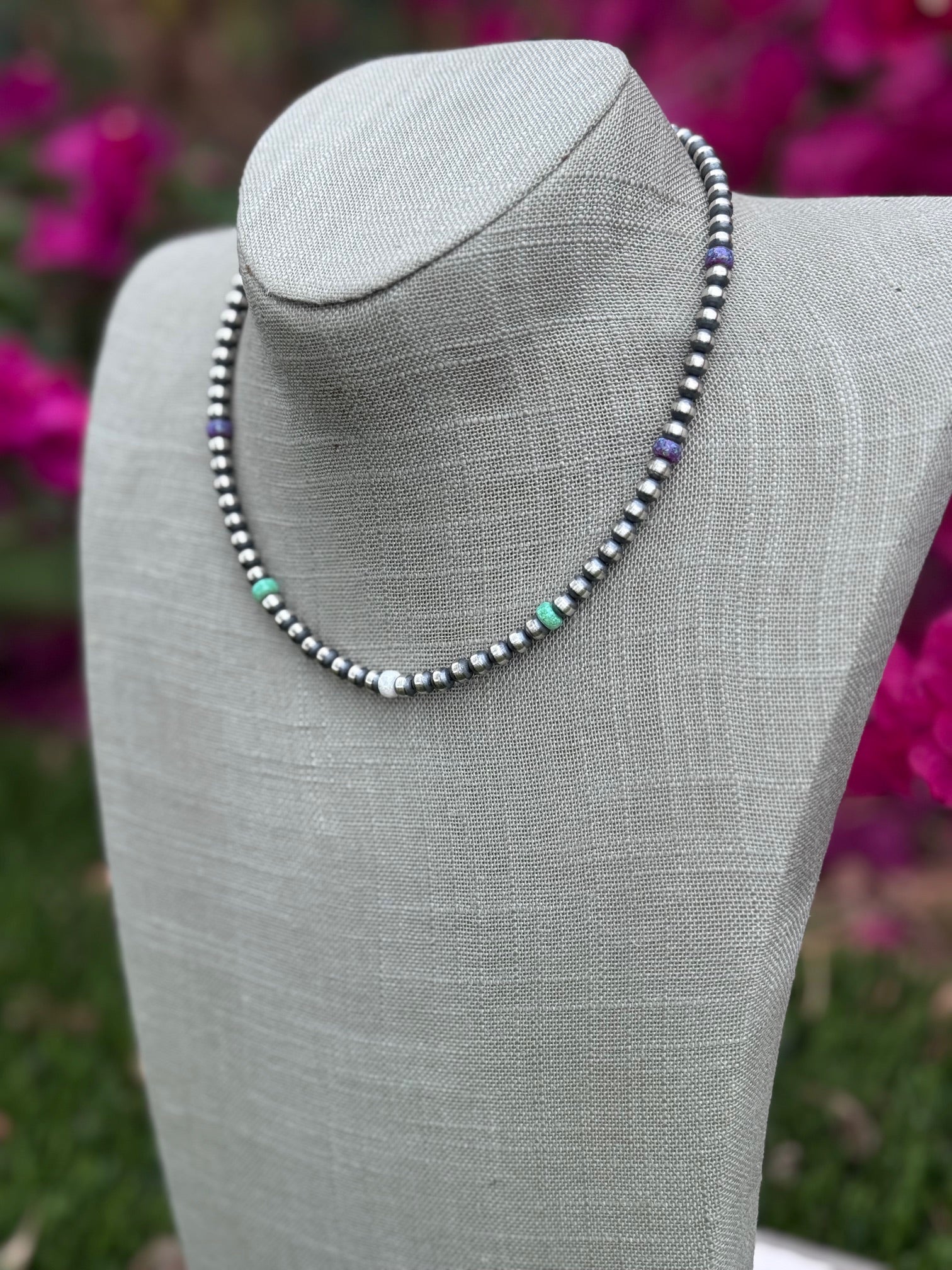 Handcrafted Fire Opal Collection & Sterling Silver Pearl Beaded 5mm Necklace 16"