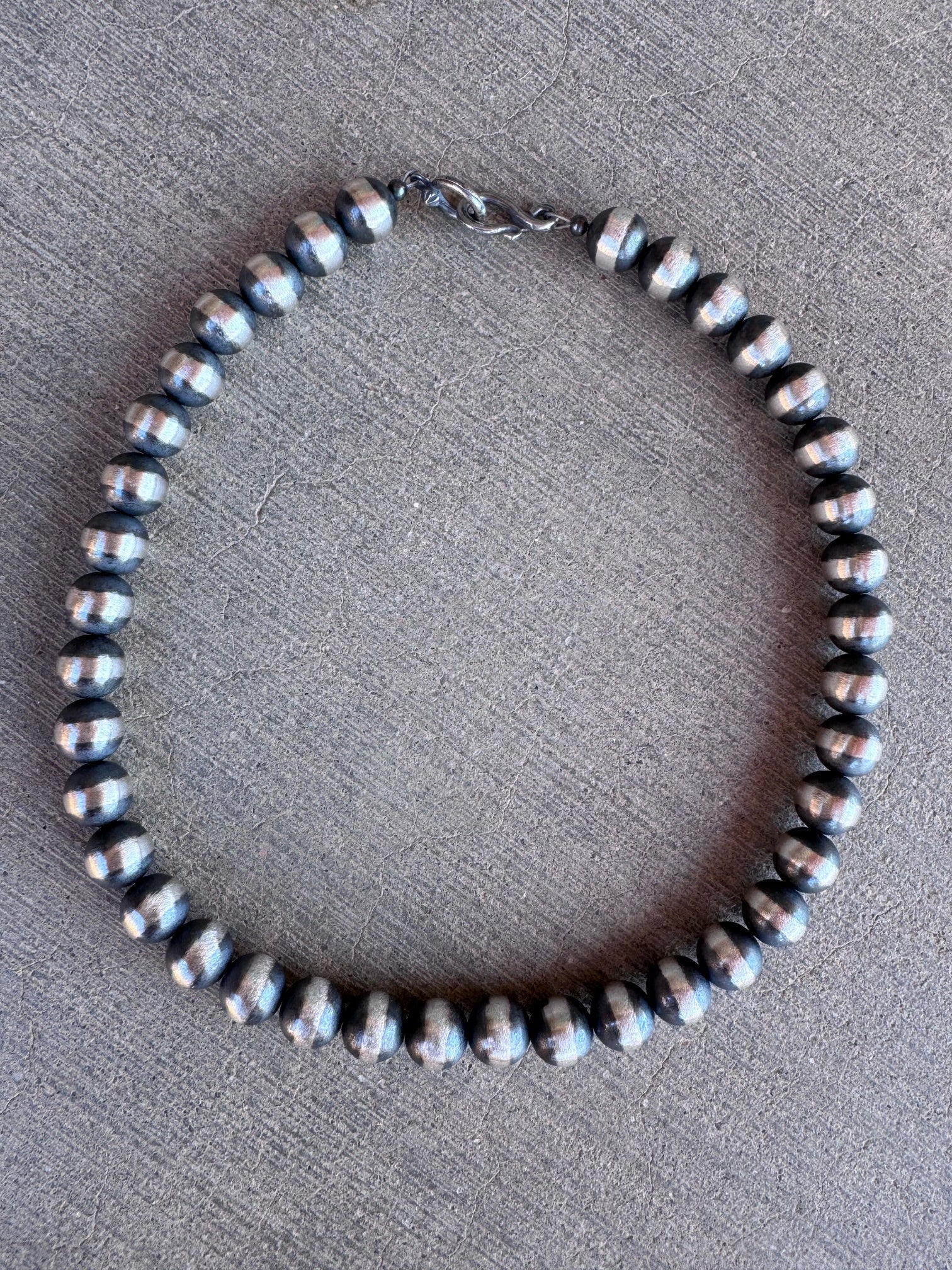 Handcrafted 10mm Sterling Silver Pearl Beaded Necklace