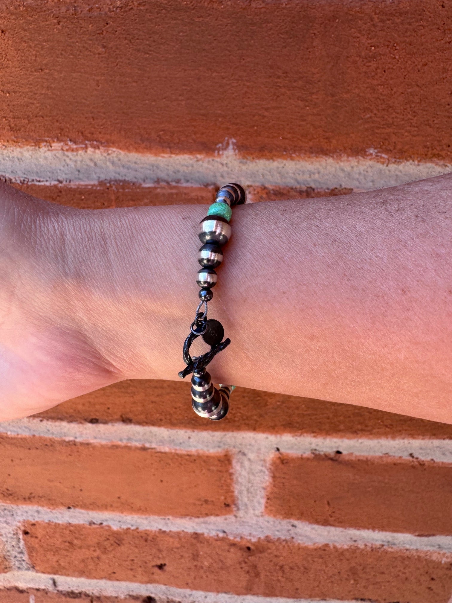 Handcrafted Fire Opal Collection & Sterling Silver Pearl 5-8mm Beaded Bracelet 7.5"