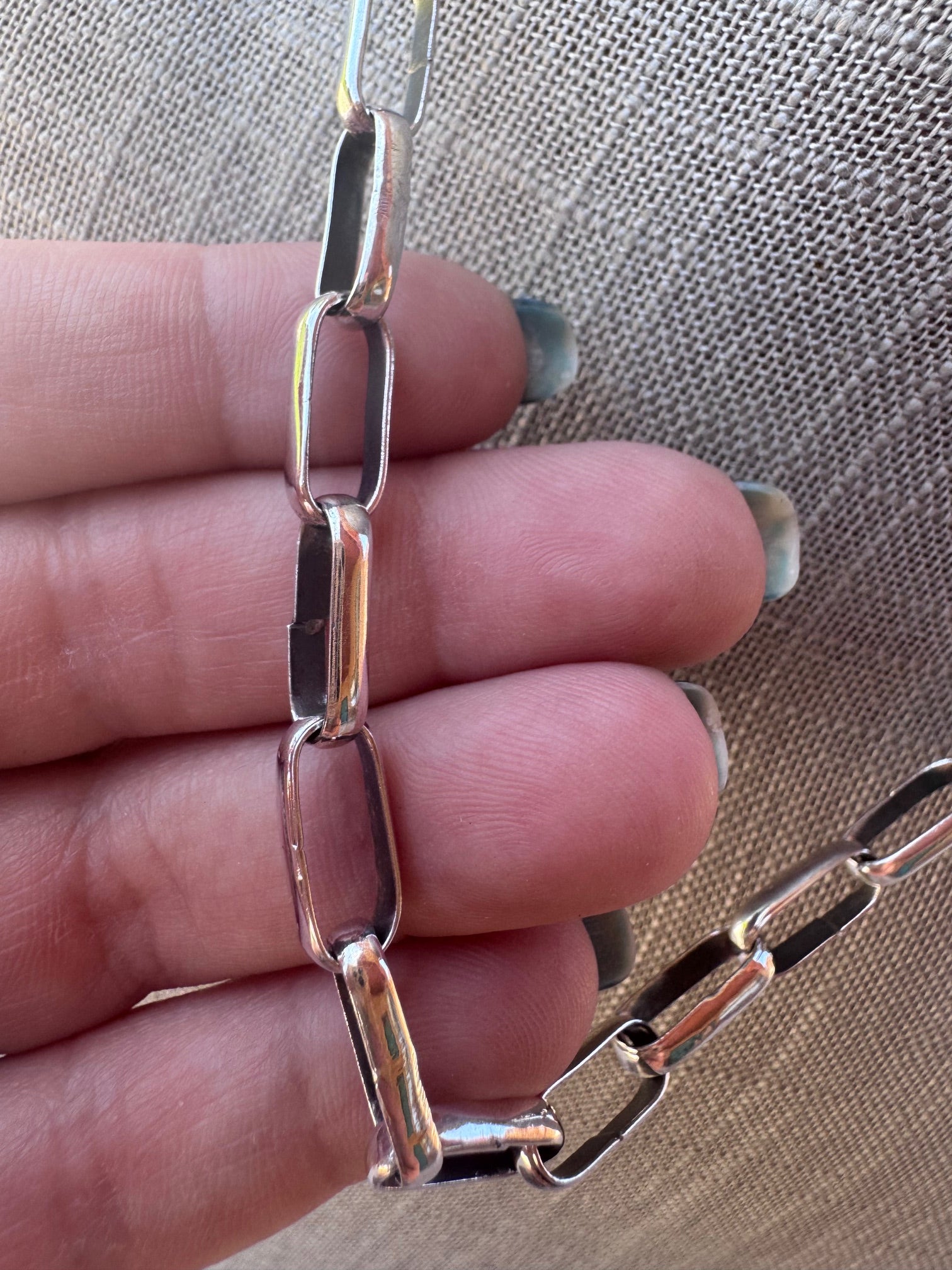 Handmade Sterling Silver Paper Clip Chain Necklace
