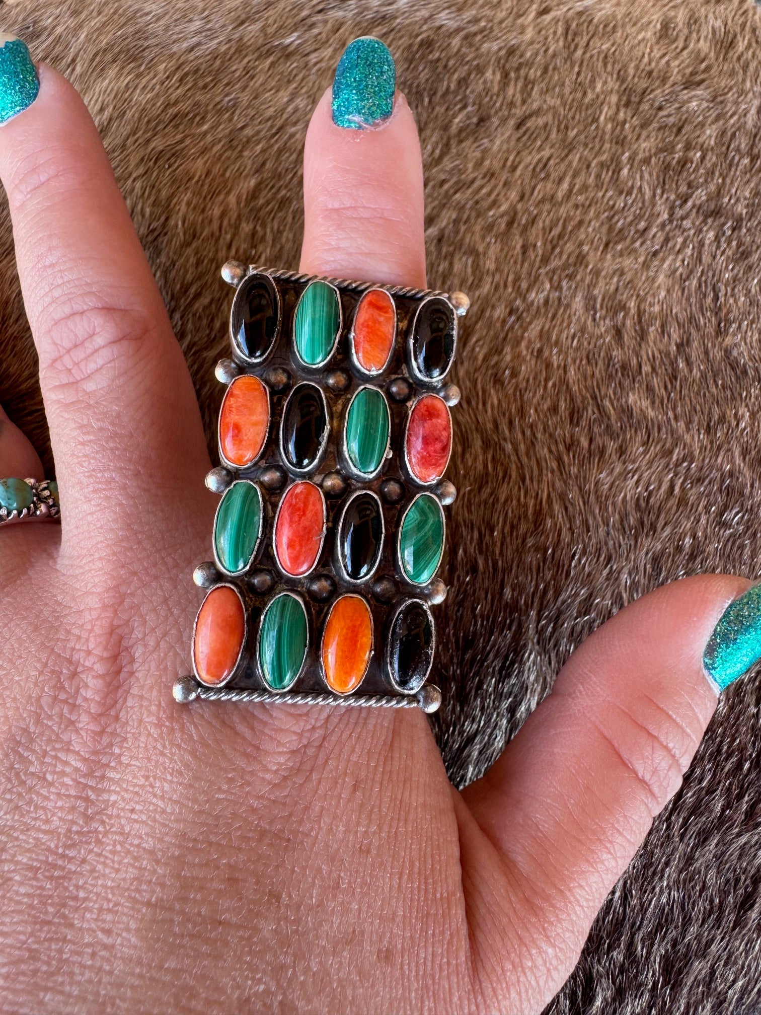 Handcrafted Sterling Silver Multi Stone Cluster Ring Size 8.5 Signed Jacqueline Silver