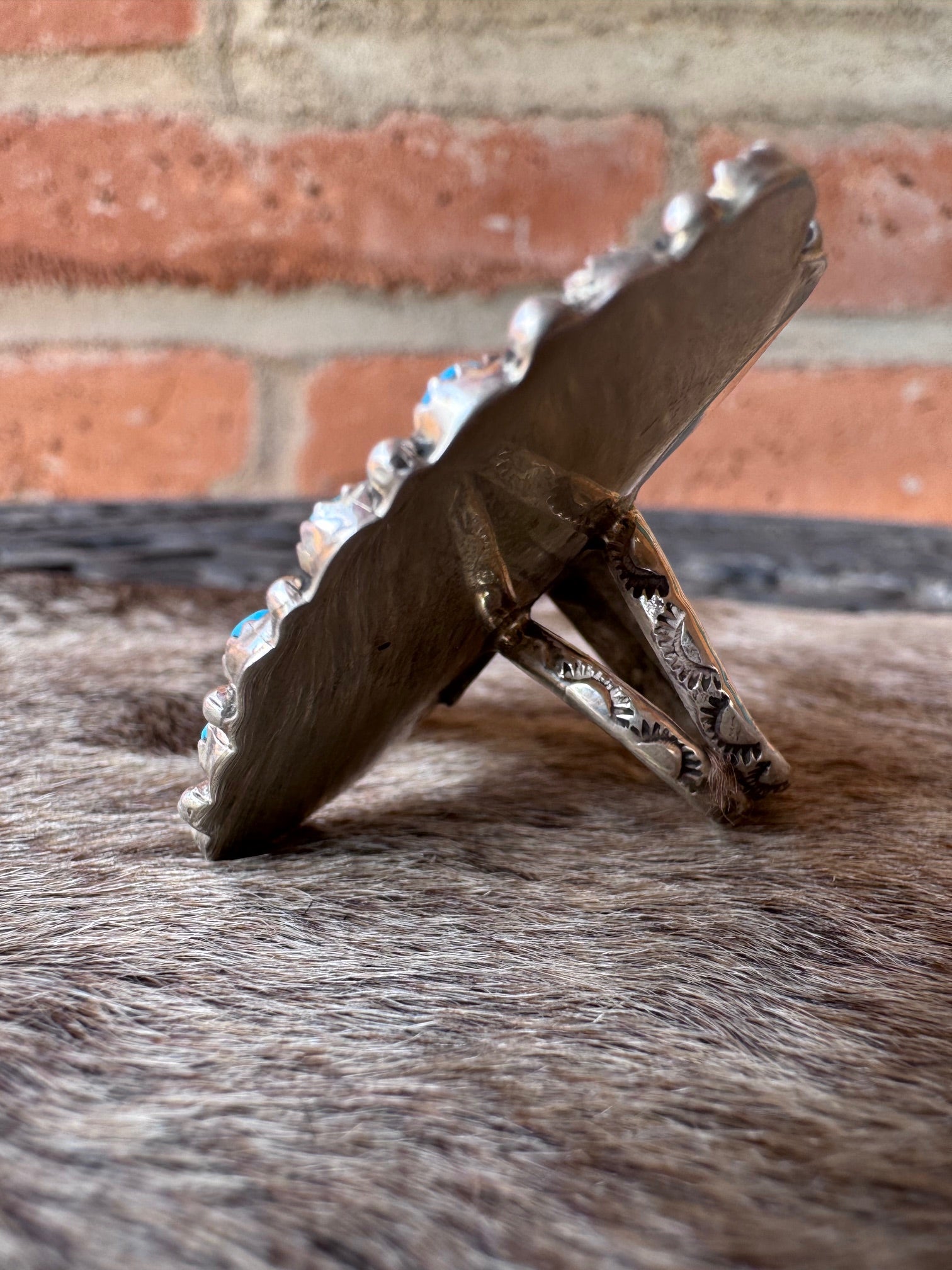 Handcrafted Turquoise And Sterling Silver Adjustable Butterfly Ring by Juliana Williams