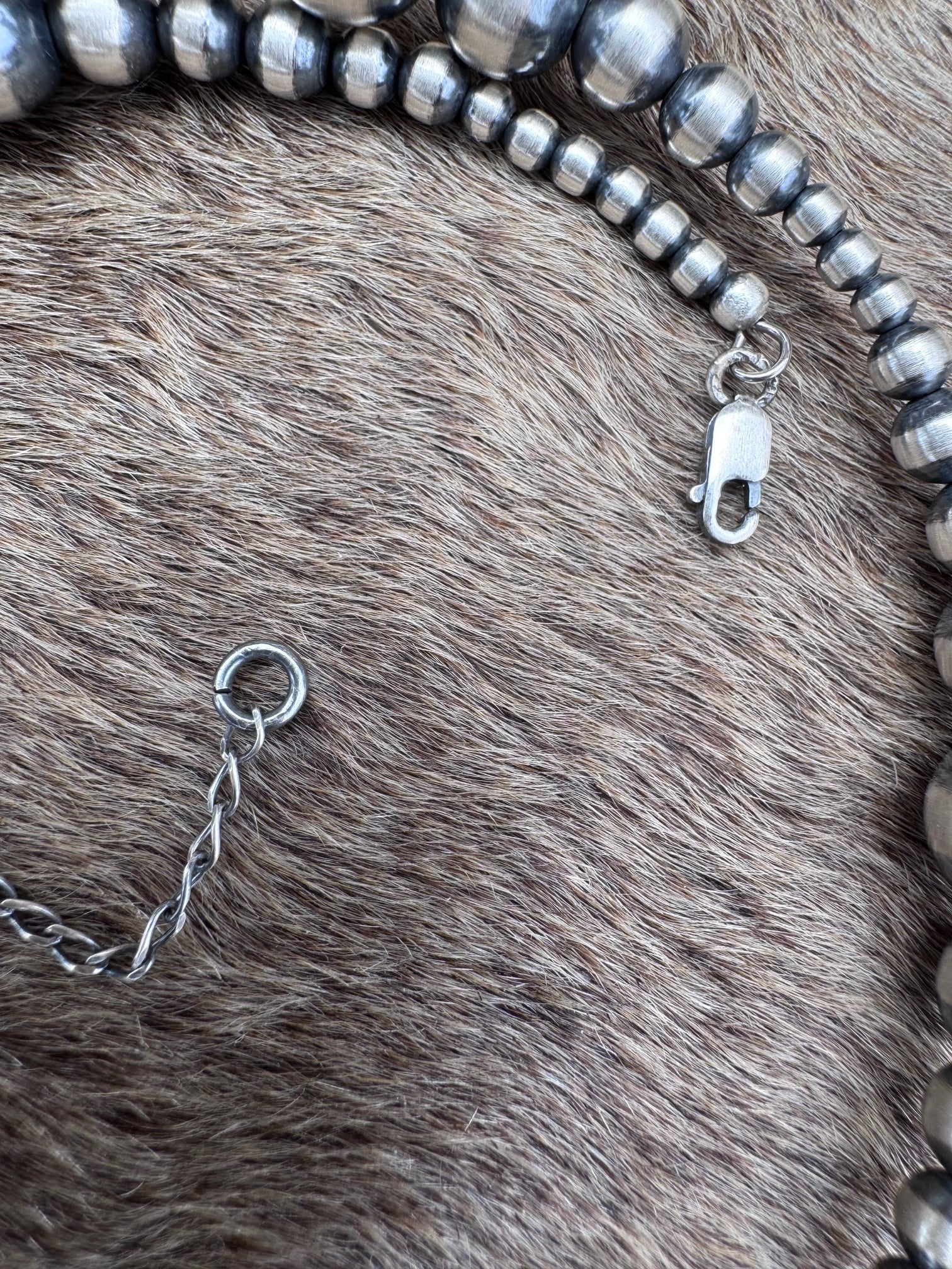 Handcrafted Sterling Silver Pearl 3-10mm Beaded Wrap Choker Necklace 14-16.5"