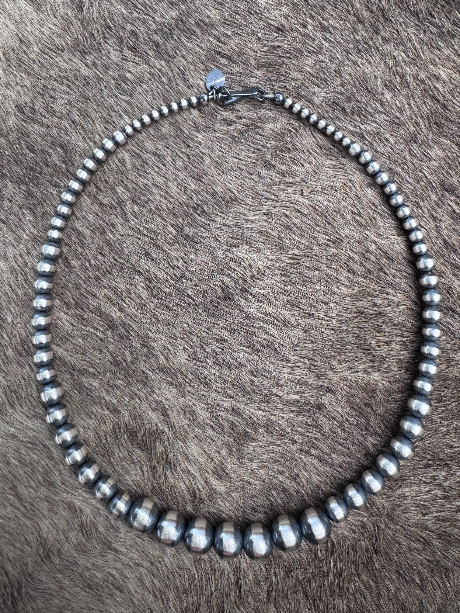 Handcrafted Graduated Sterling Silver Pearl 3-8mm Beaded Necklace