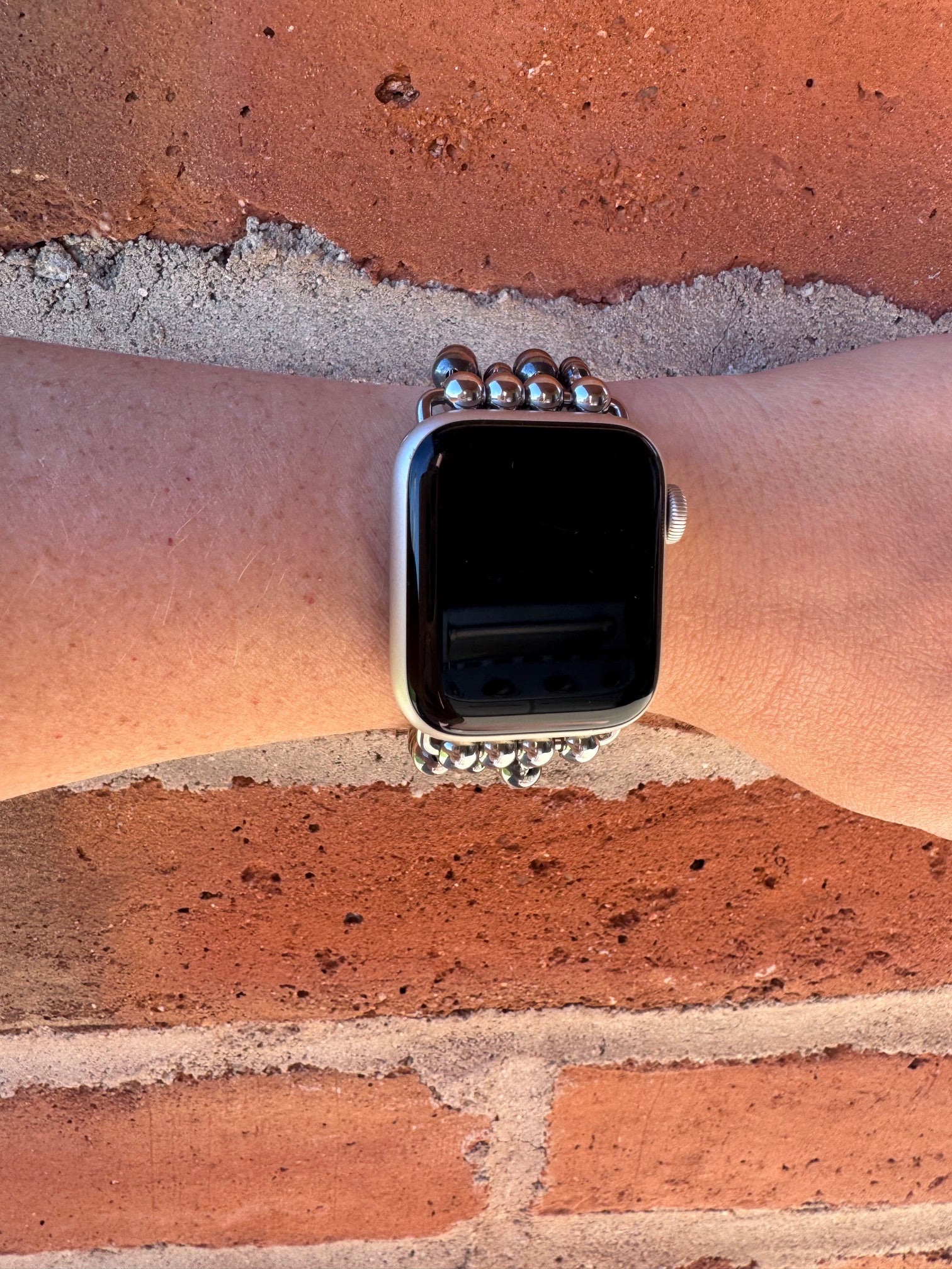 Handmade Sterling Silver Pearl Stretch 4-6mm Beaded Watch Band 5.5-6.5"