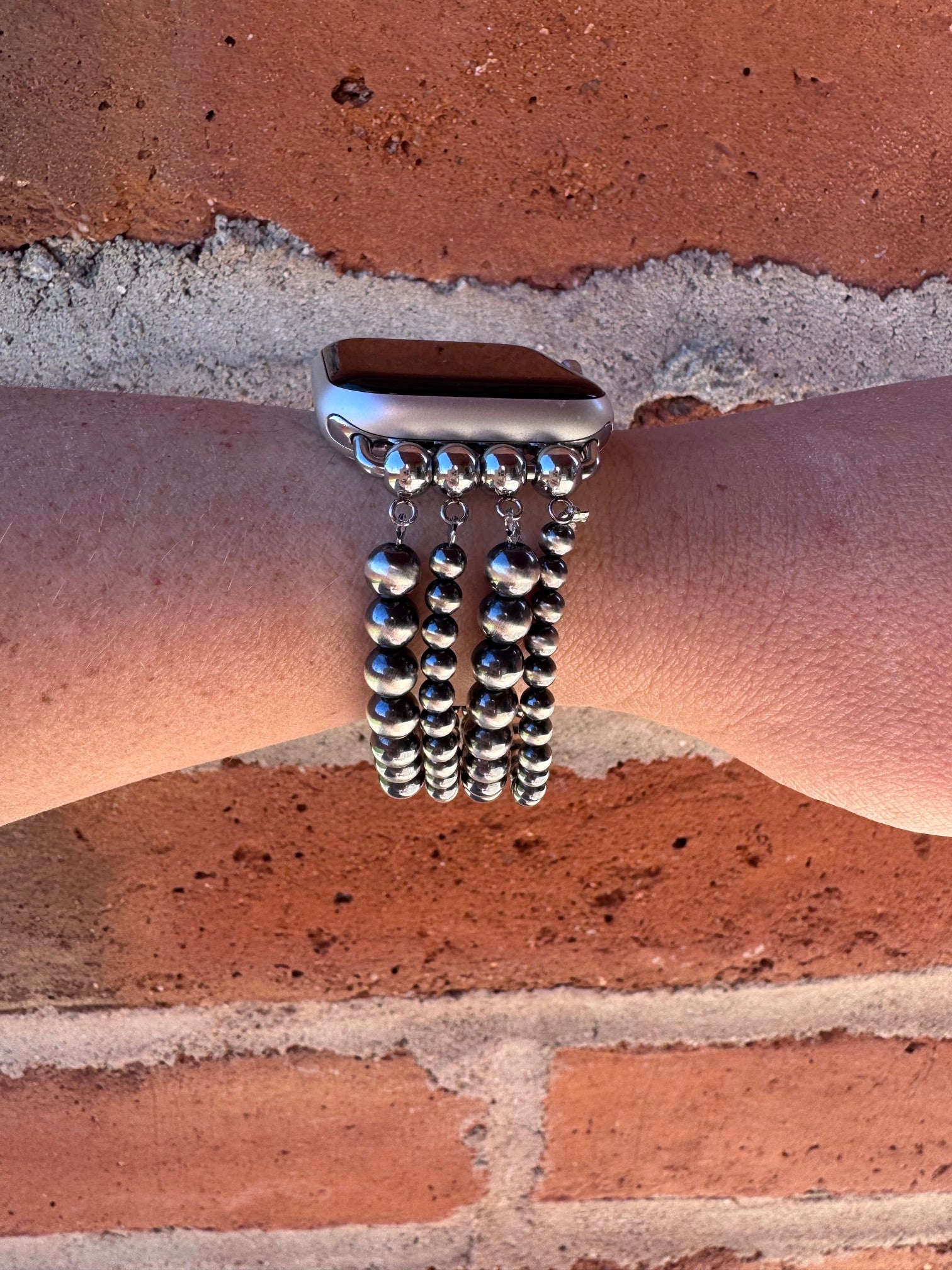 Handmade Sterling Silver Pearl Stretch 4-6mm Beaded Watch Band 5.5-6.5"