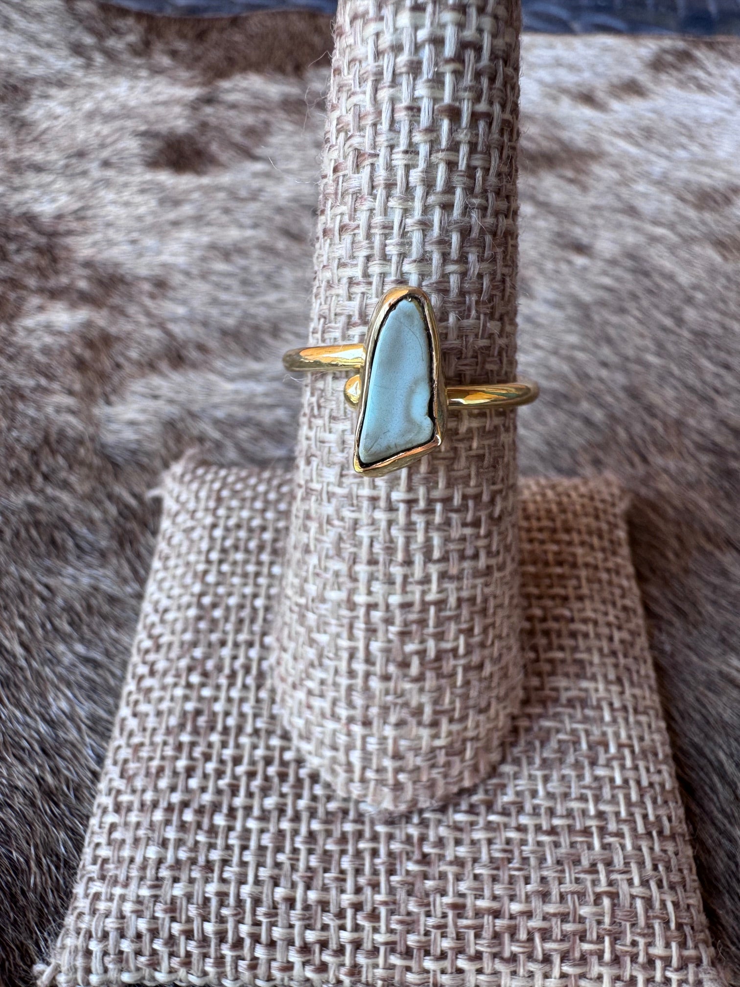 “The Golden Collection” Natural Golden Hills Turquoise Adjustable Stacker Delicate Ring