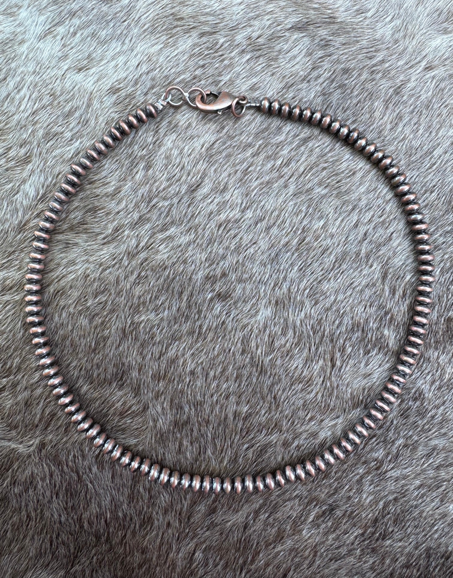 Handcrafted Copper 5mm Saucer Beaded Necklace
