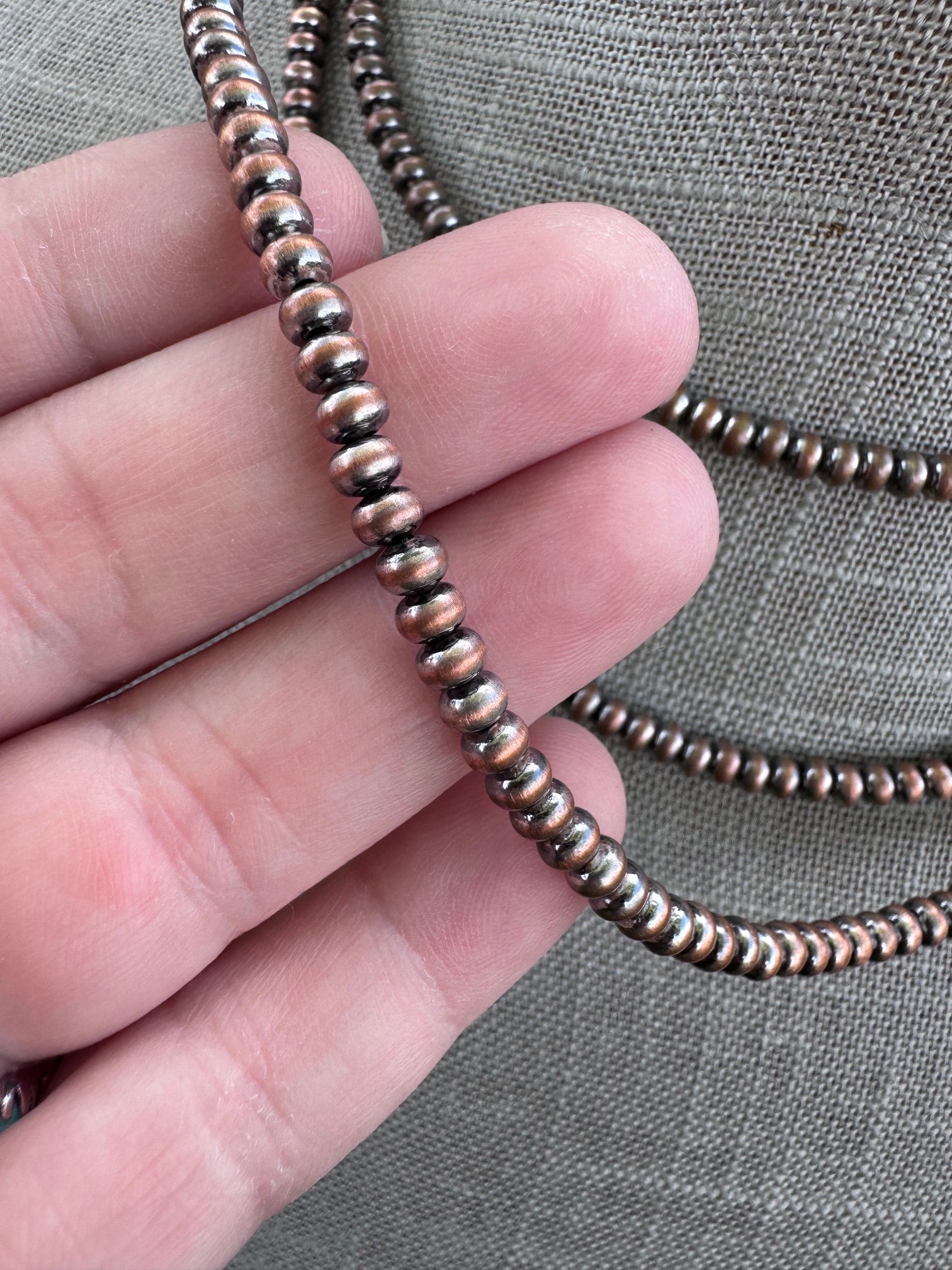 Handcrafted Copper 4mm Saucer Beaded Necklace