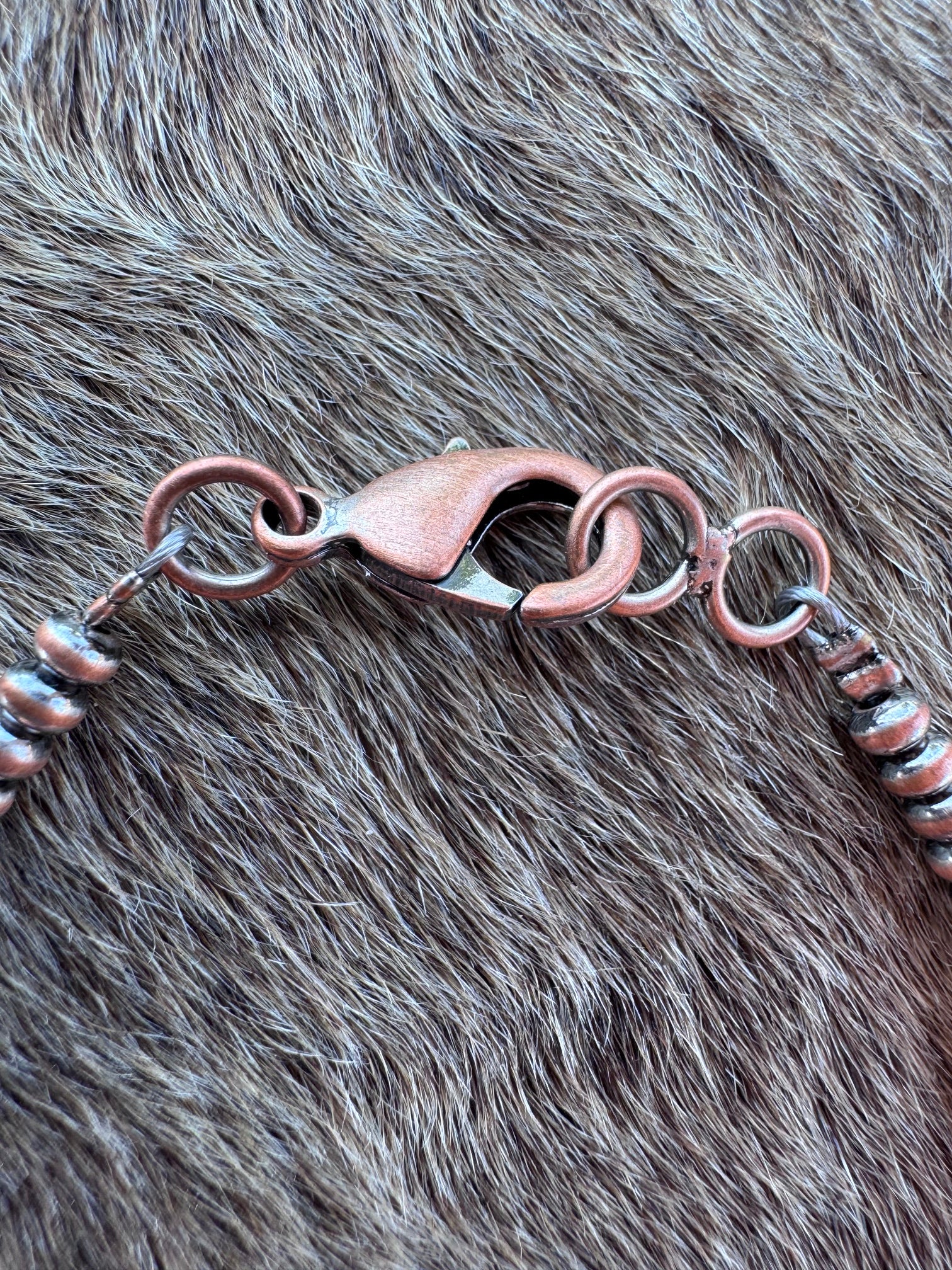 Handcrafted Copper 3mm Saucer Beaded Bracelet 7.5"