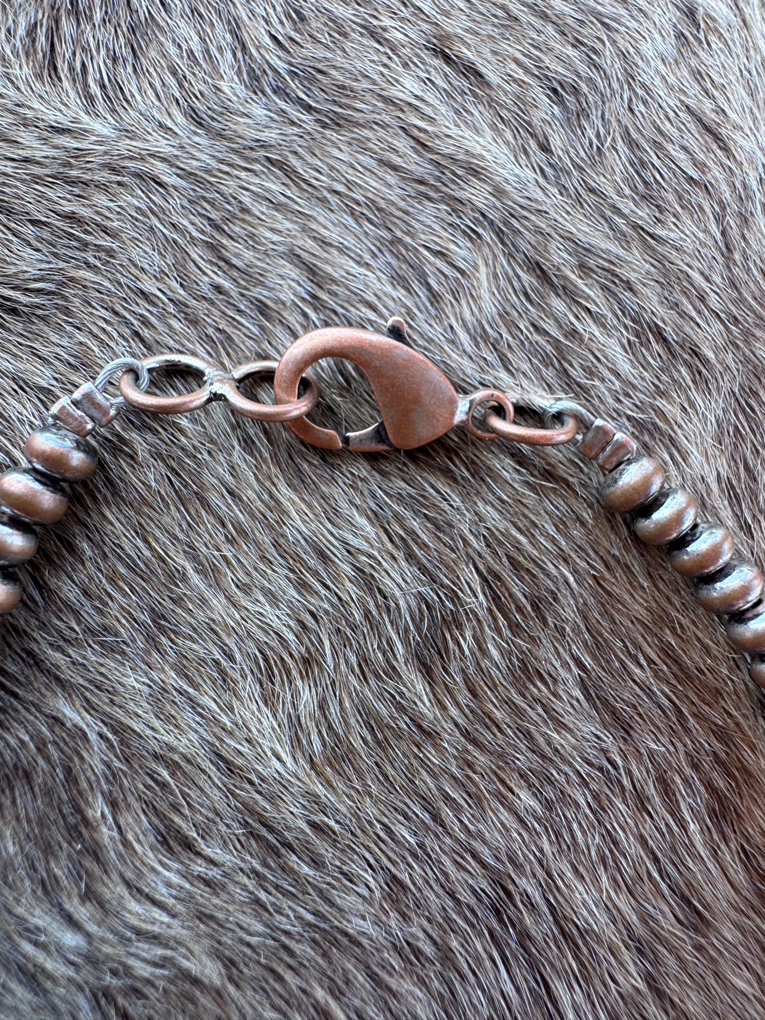 Handcrafted Copper 4mm Saucer Beaded Bracelet 7.5"