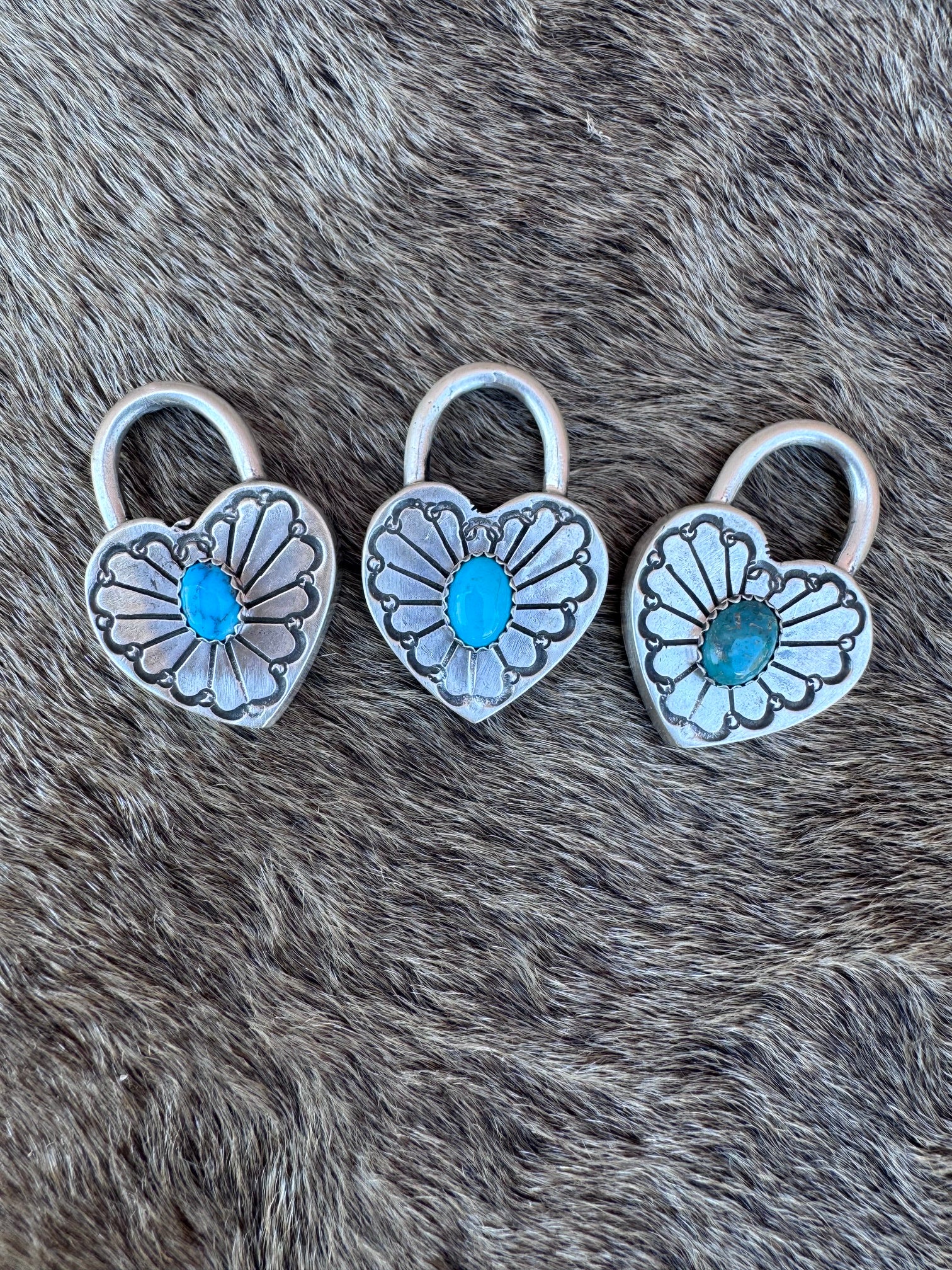 Handcrafted Kingman Turquoise & Sterling Silver Heart Locket Pendant by Patrick Yazzie