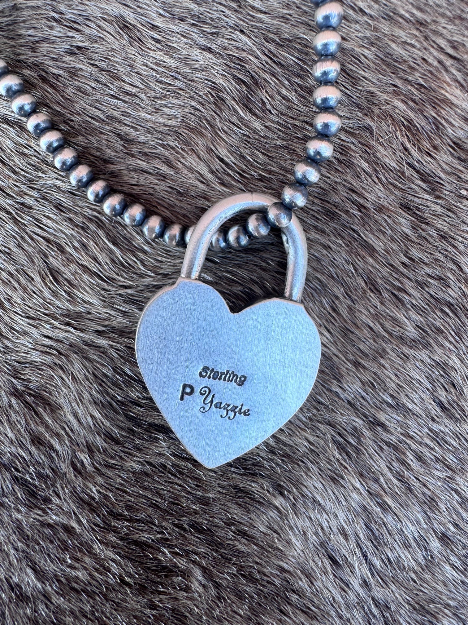 Handcrafted Pink Conch & Sterling Silver Heart Locket Pendant by Patrick Yazzie