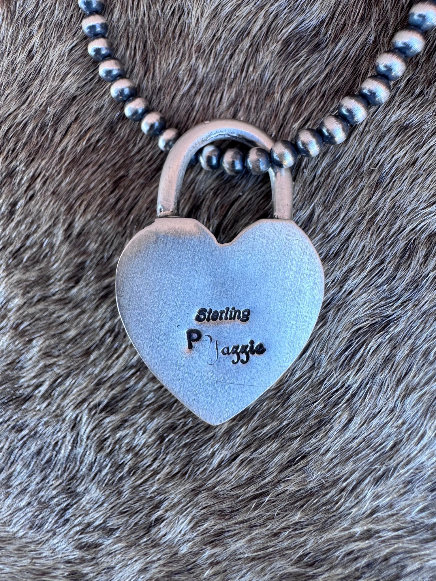 Handcrafted Sonoran Mountain & Sterling Silver Heart Locket Pendant by Patrick Yazzie