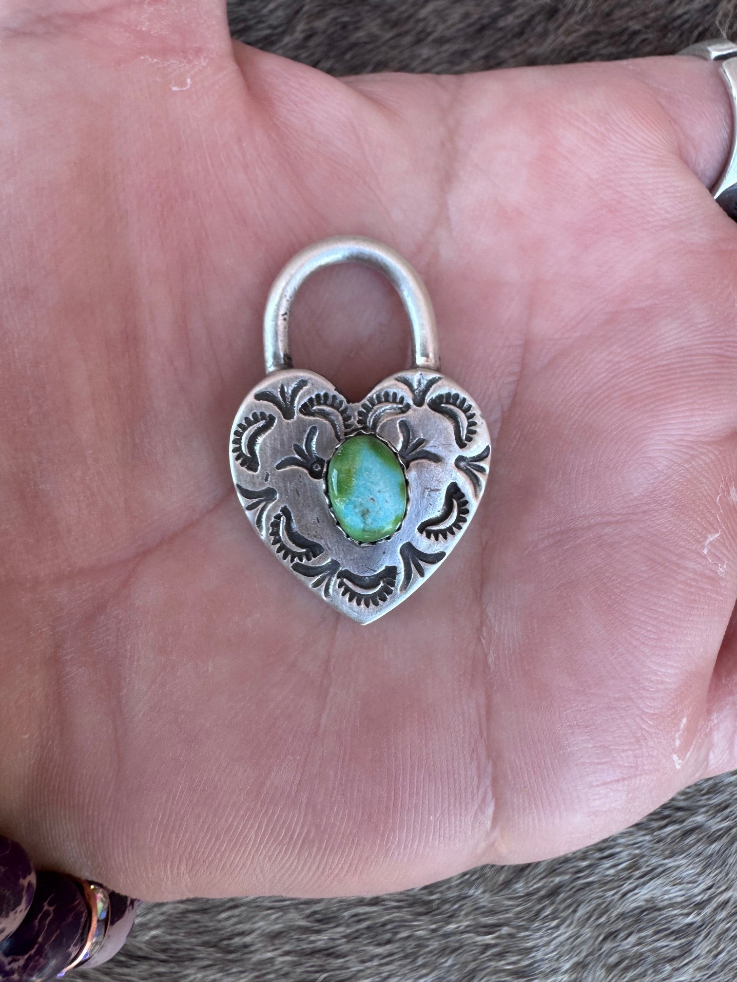 Handcrafted Sonoran Mountain & Sterling Silver Heart Locket Pendant by Patrick Yazzie