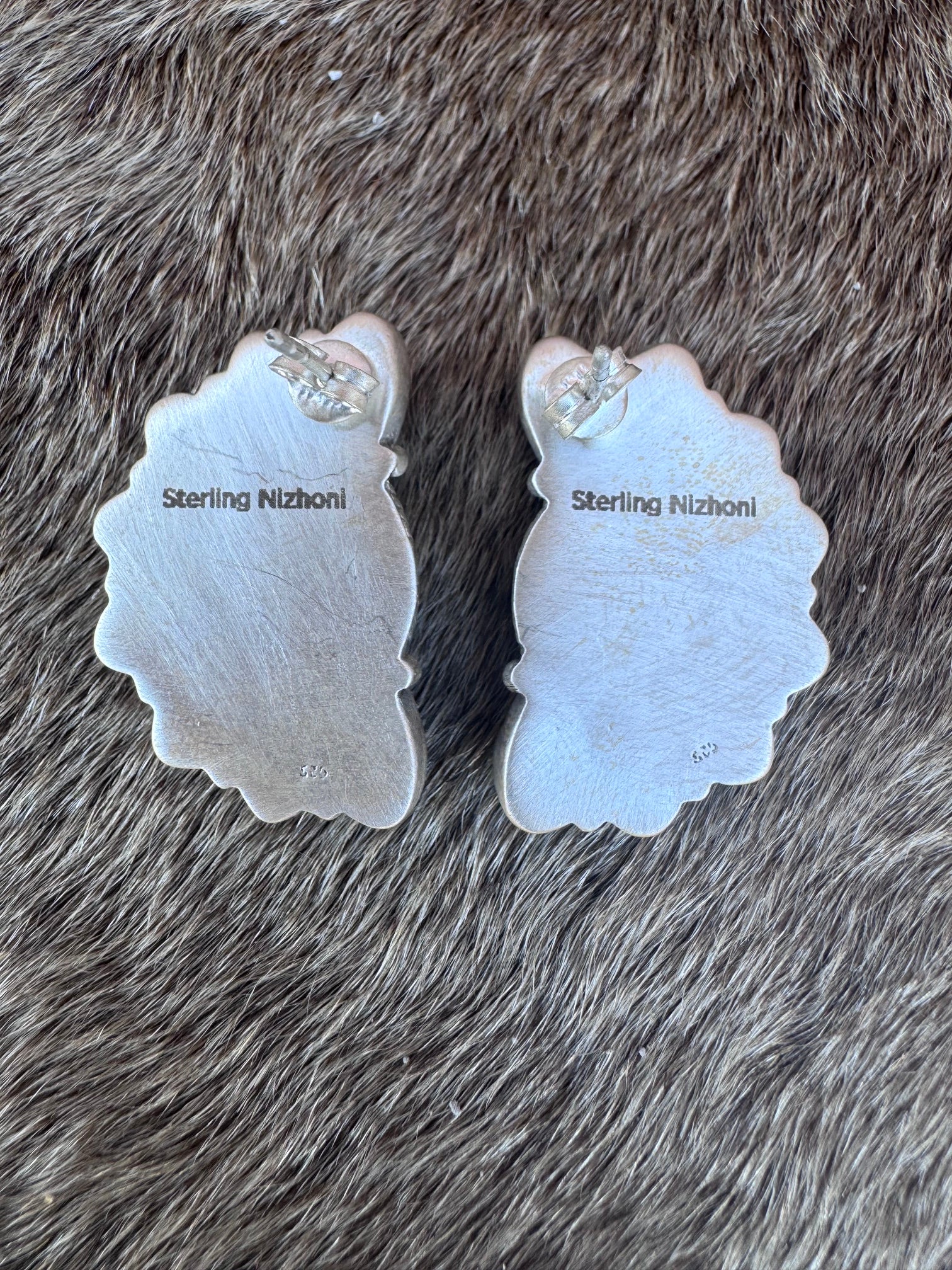 Handmade Sterling Silver, Pink Dream & Kingman Turquoise Post Earrings