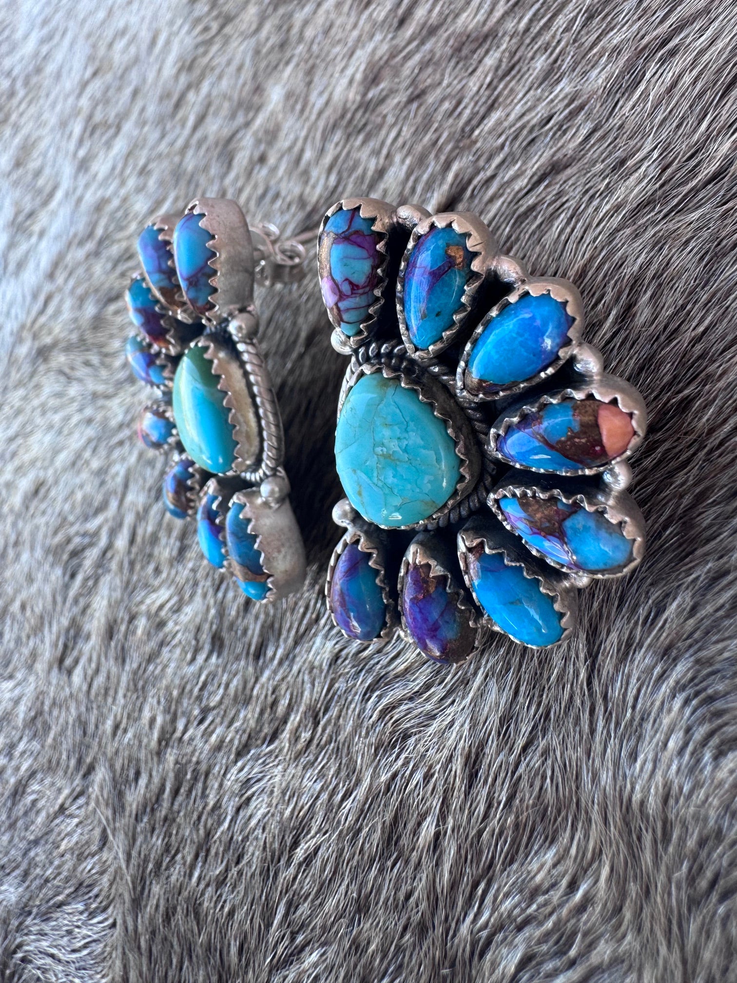 Handmade Sterling Silver, Pink Dream & Kingman Turquoise Post Earrings