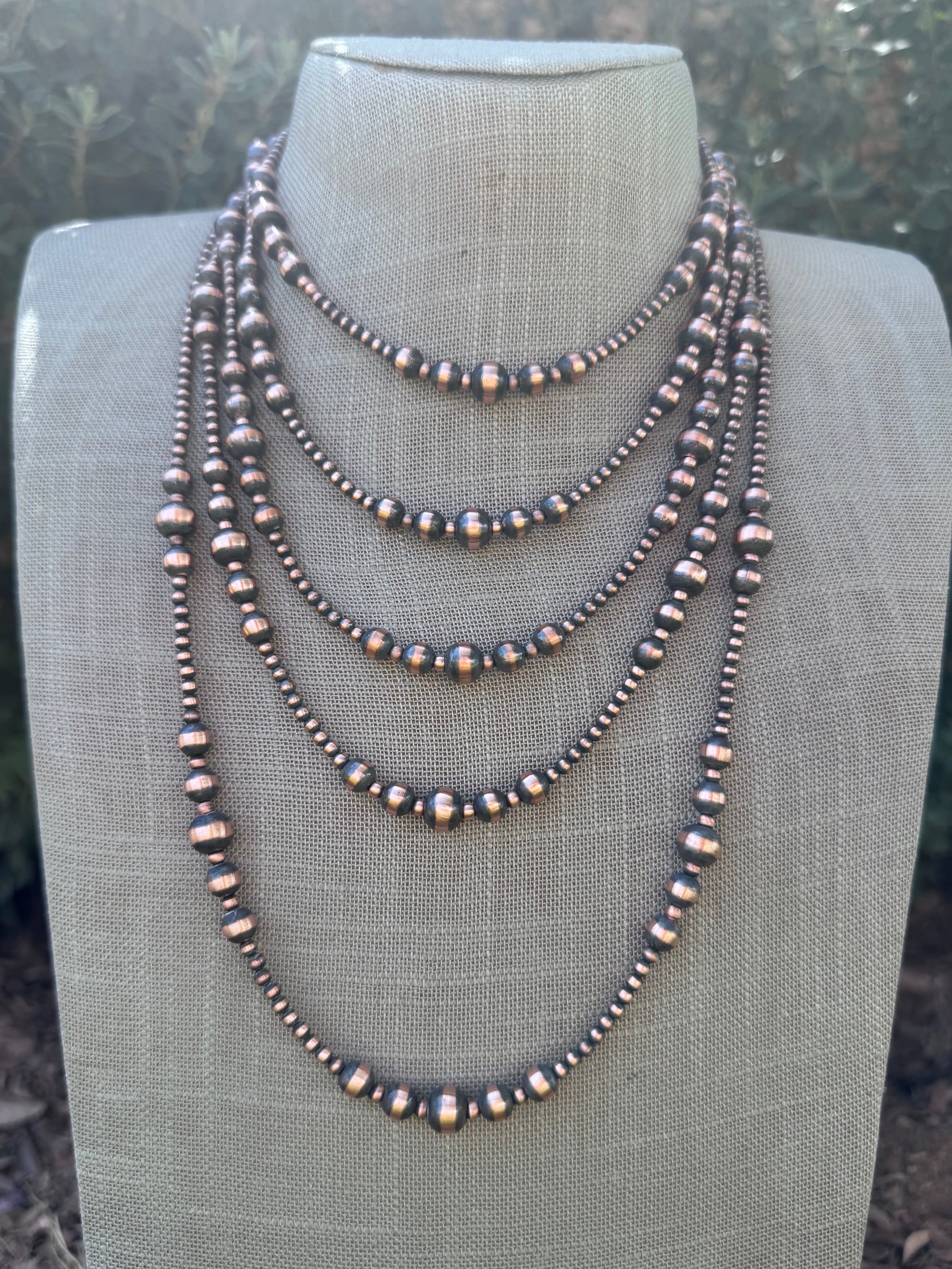 Handcrafted Copper 3-8mm Beaded Necklace