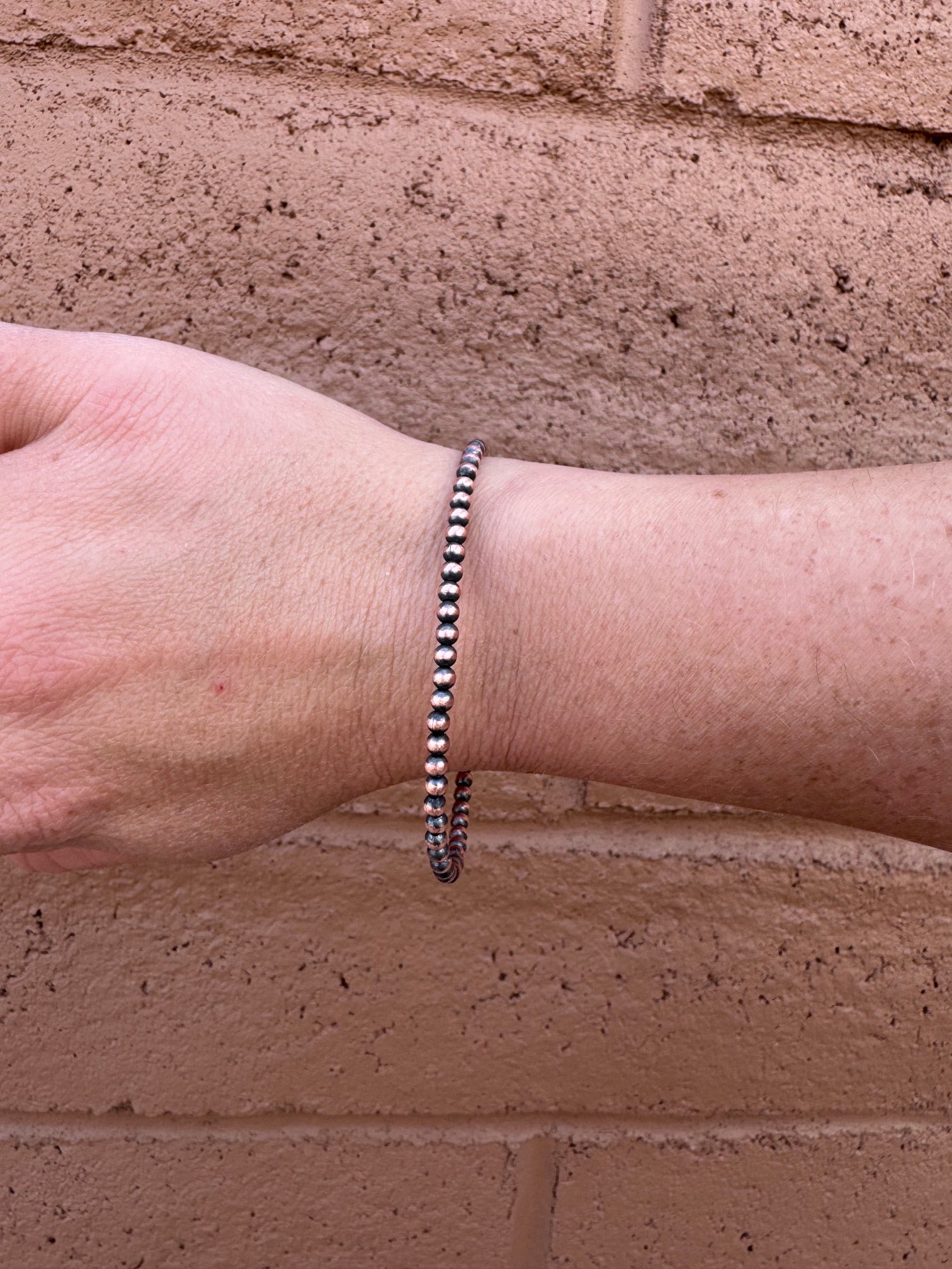 Handcrafted Copper 3mm Beaded Bracelet 7.5"