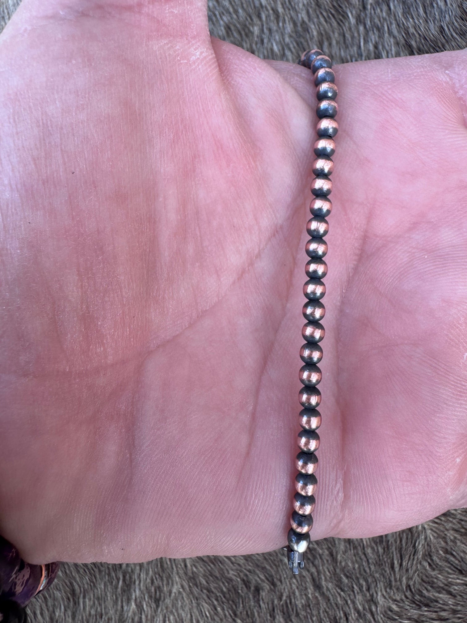 Handcrafted Copper 3mm Beaded Bracelet 7.5"
