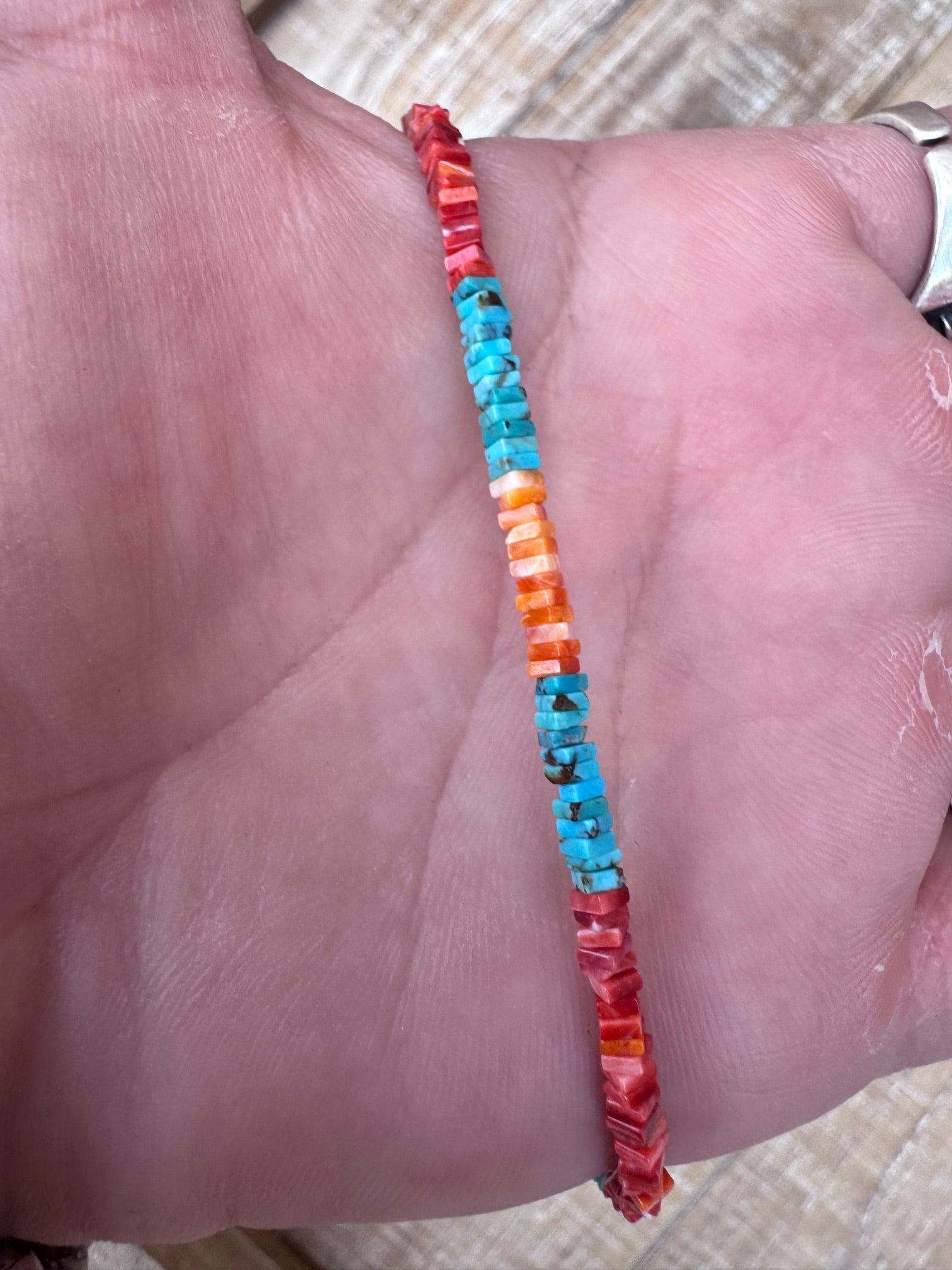 Handcrafted Turquoise & Spiny Oyster 16” Beaded Necklace