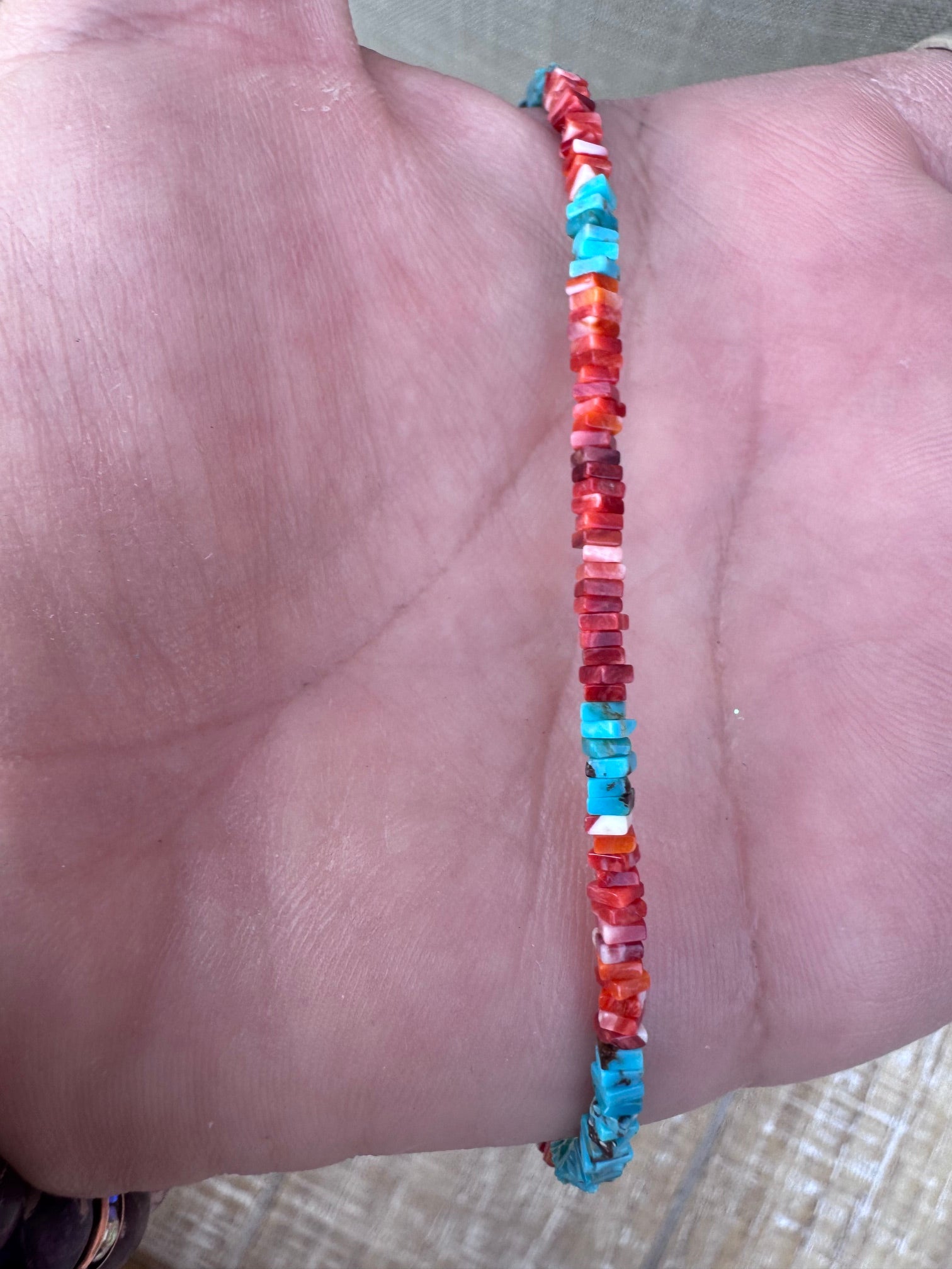 Handcrafted Turquoise & Spiny Oyster 16” Beaded Necklace