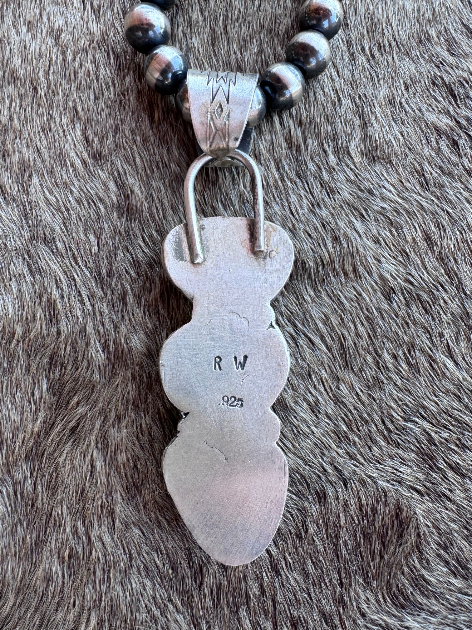 Handmade Sterling Silver & Carico Lake Turquoise 3 Stone Pendant by Roaming Buffalo