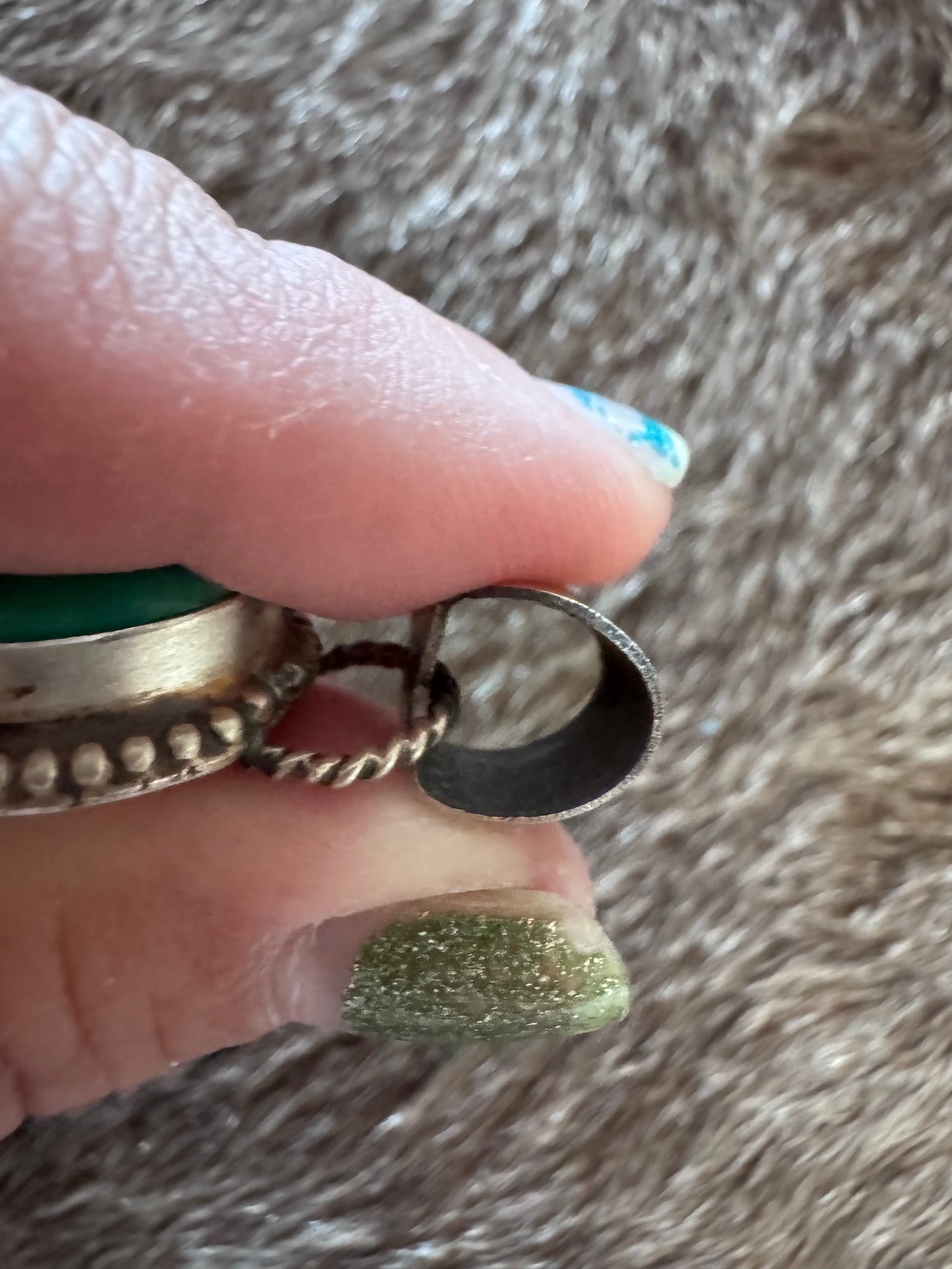 Handmade Sterling Silver & Hubei Turquoise 3 Stone Pendant by Roaming Buffalo