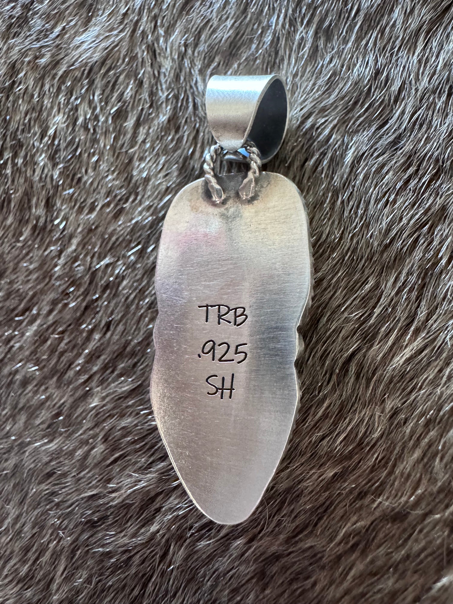 Handmade Sterling Silver & Fox Turquoise 2 Stone Pendant by Roaming Buffalo