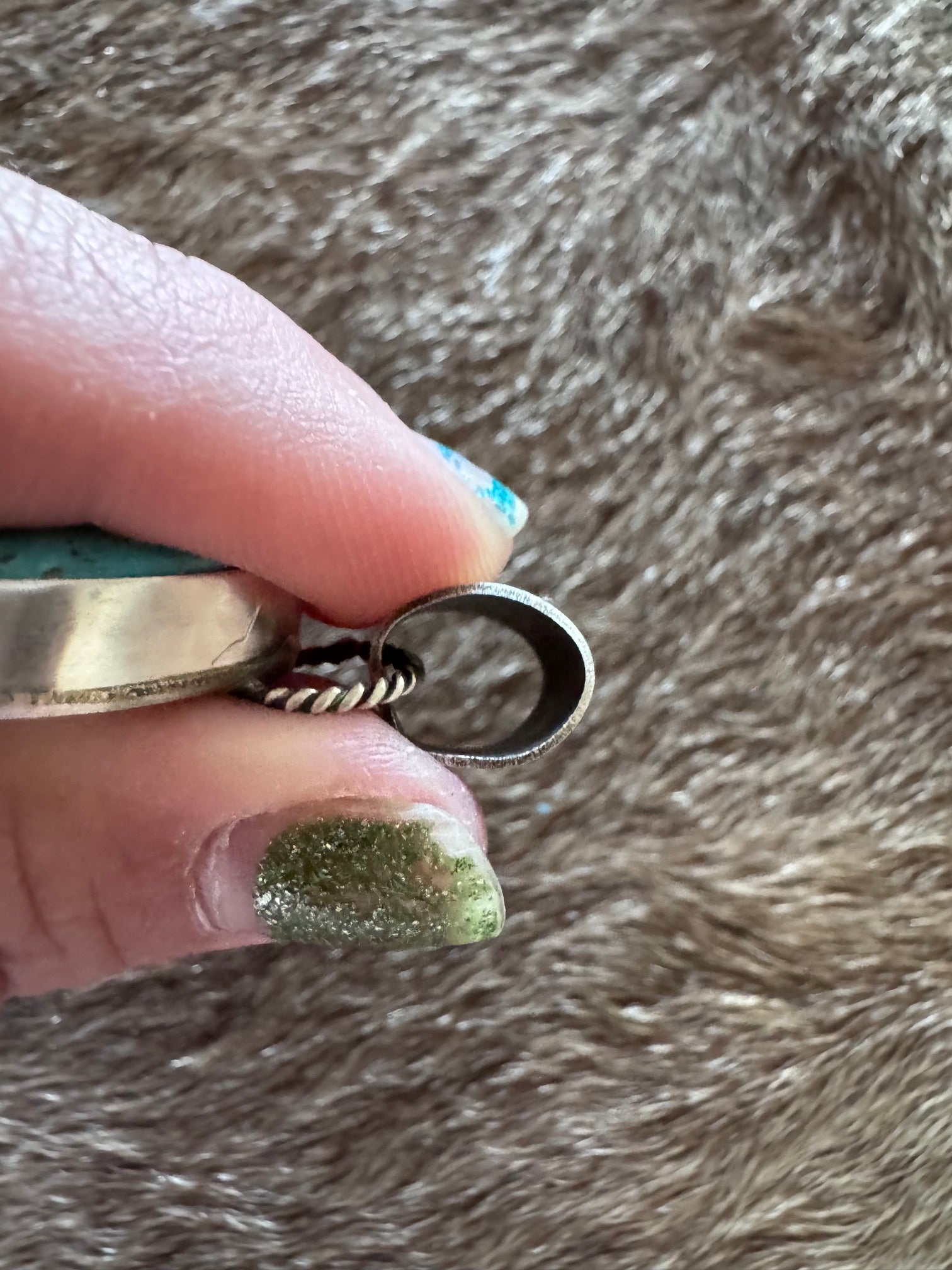 Handmade Sterling Silver & Fox Turquoise 2 Stone Pendant by Roaming Buffalo